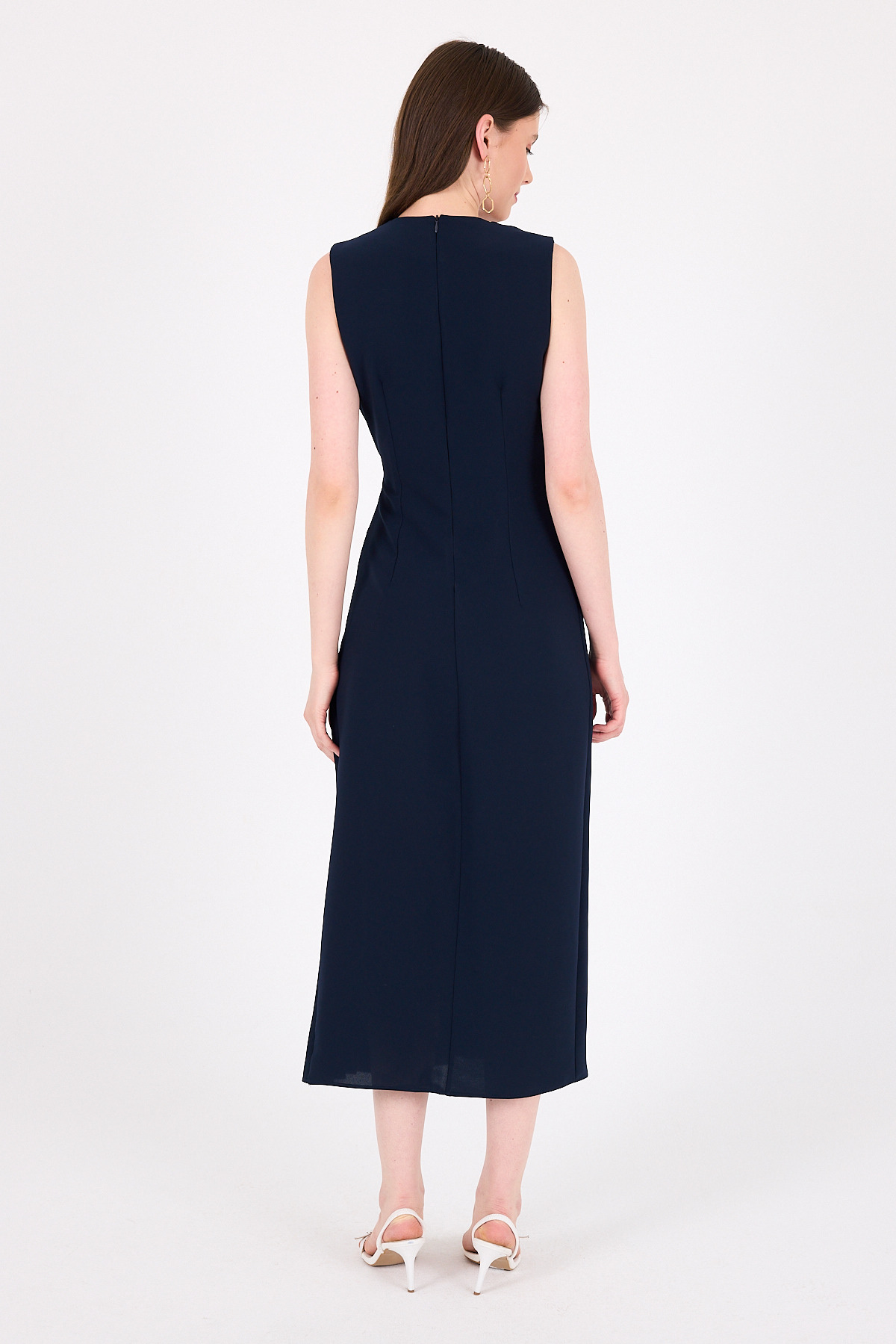 Laci Çiçek Detaylı Pliseli Midi Abiye Elbise 251671 - 5