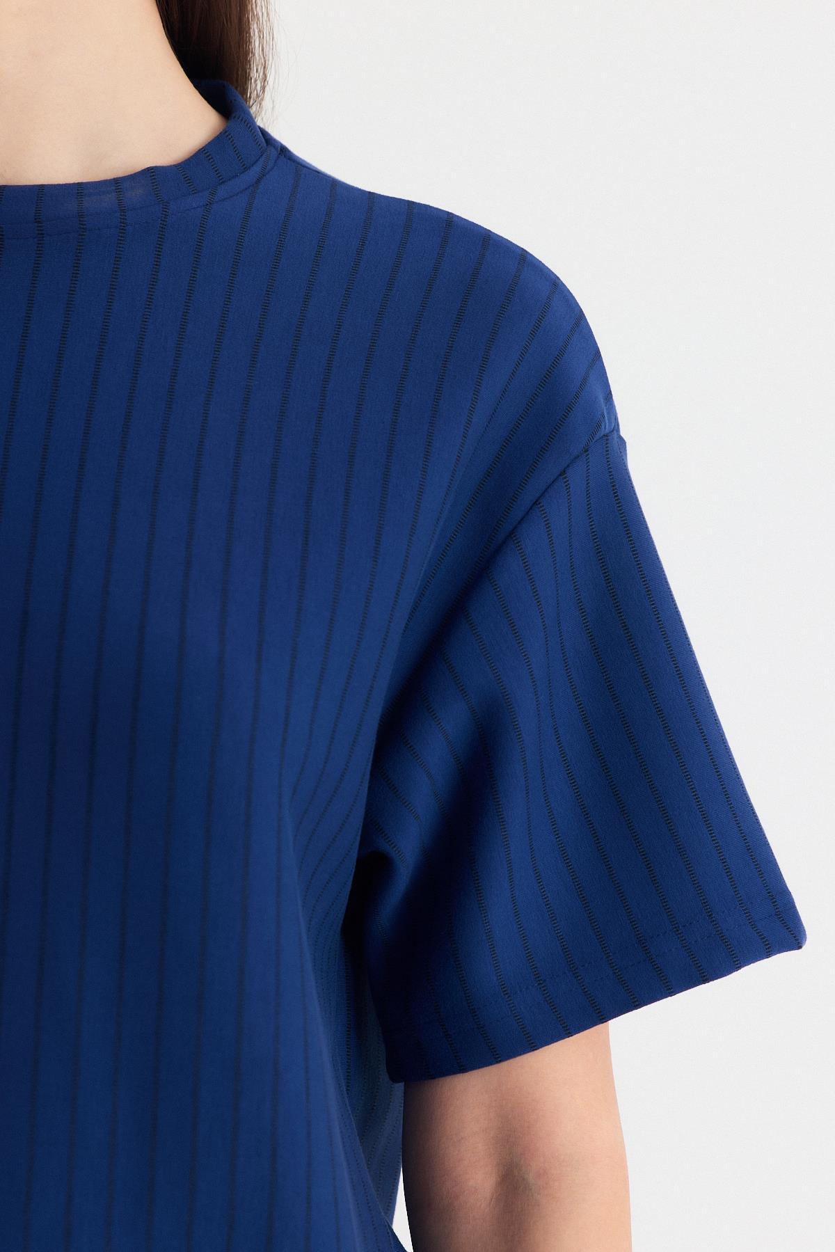 Laci Çizgili Oversize Tişört 4447A - 6