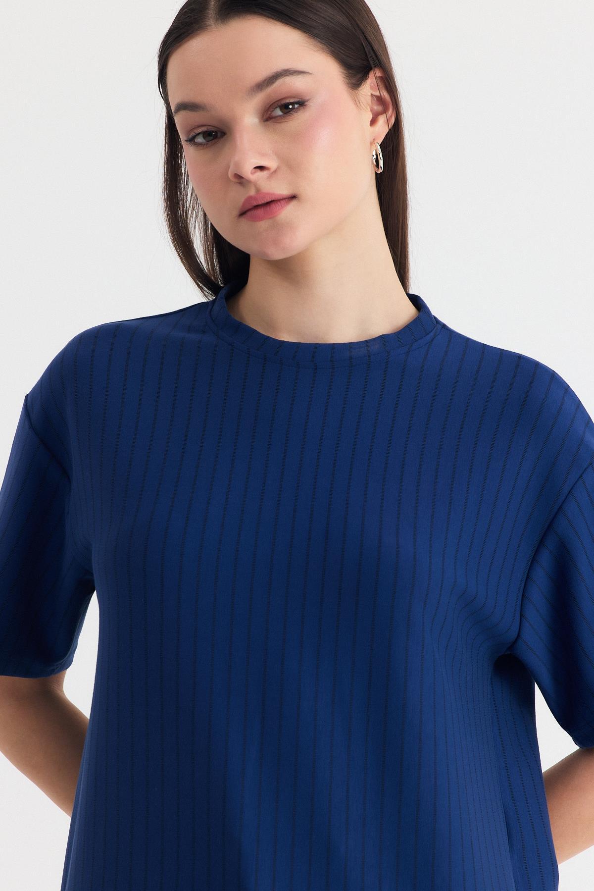 Laci Çizgili Oversize Tişört 4447A - 4