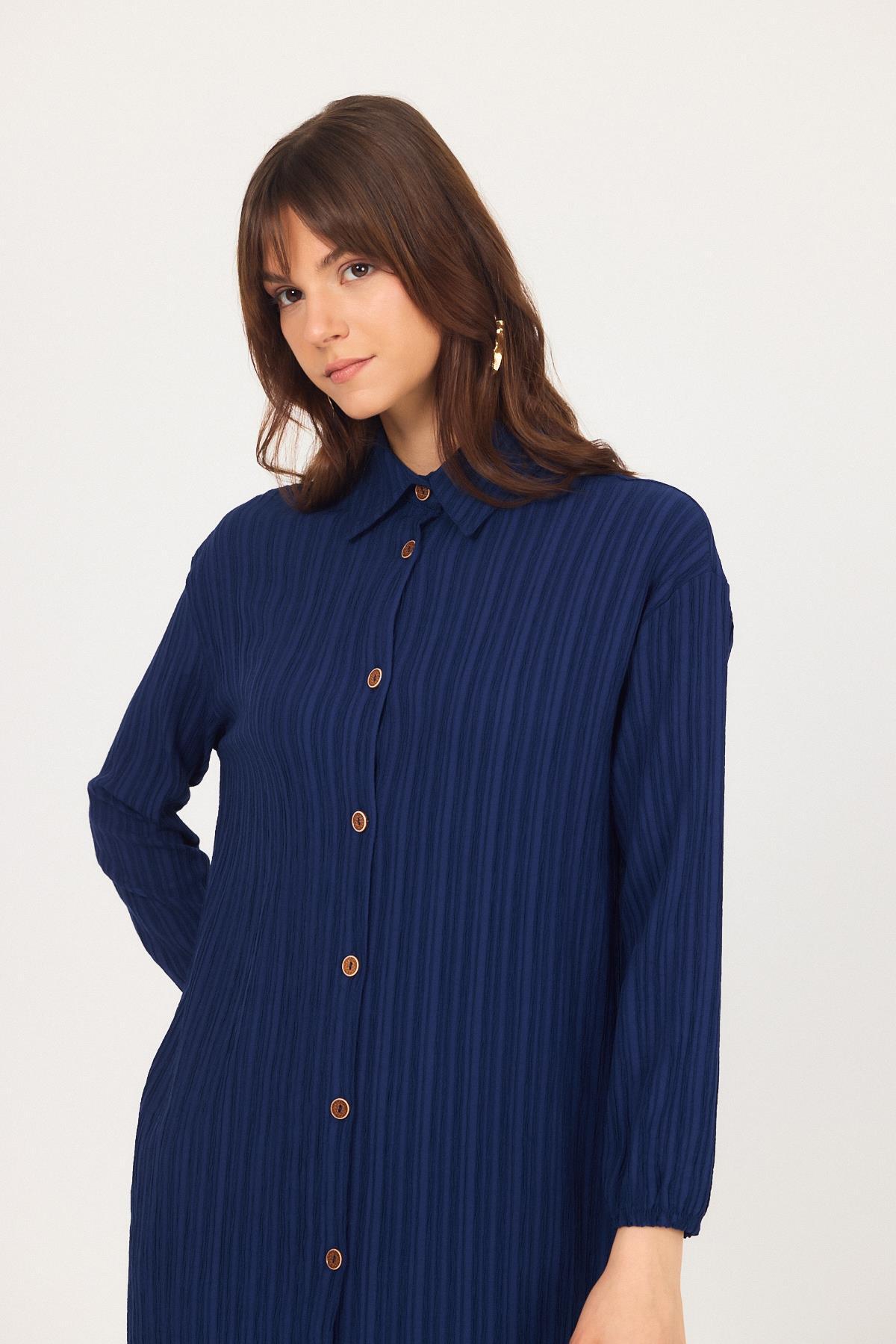 Laci Düğmeli Kol Lastikli Uzun Tunik 4507A - RAYS