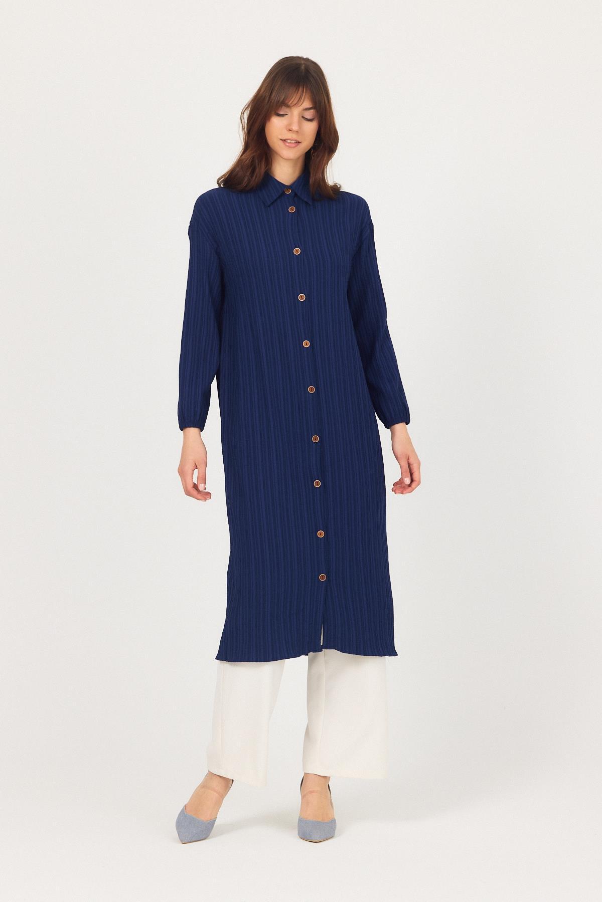 Laci Düğmeli Kol Lastikli Uzun Tunik 4507A - 8