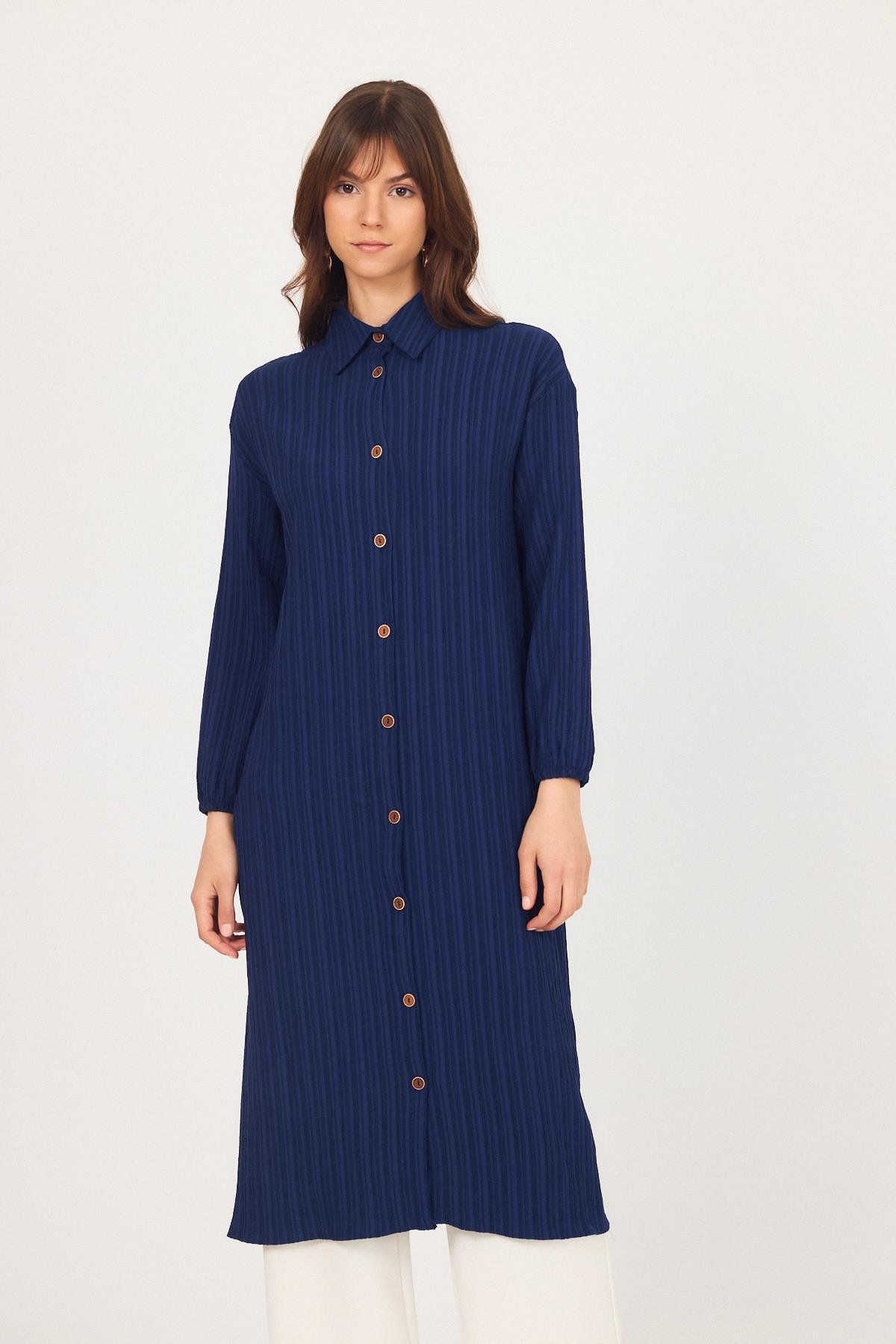 Laci Düğmeli Kol Lastikli Uzun Tunik 4507A - RAYS