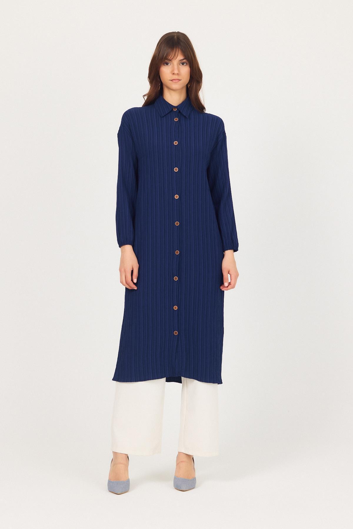 Laci Düğmeli Kol Lastikli Uzun Tunik 4507A - 1