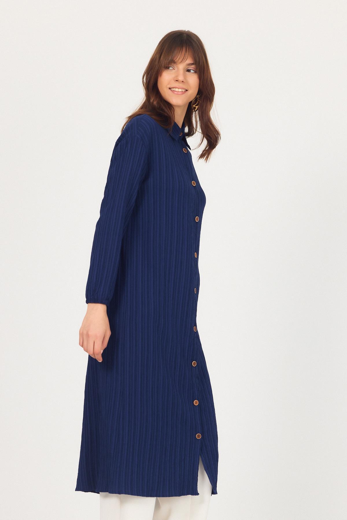 Laci Düğmeli Kol Lastikli Uzun Tunik 4507A - 6