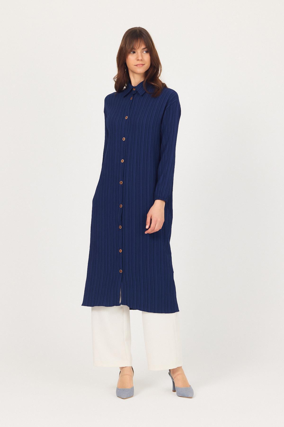 Laci Düğmeli Kol Lastikli Uzun Tunik 4507A - 7