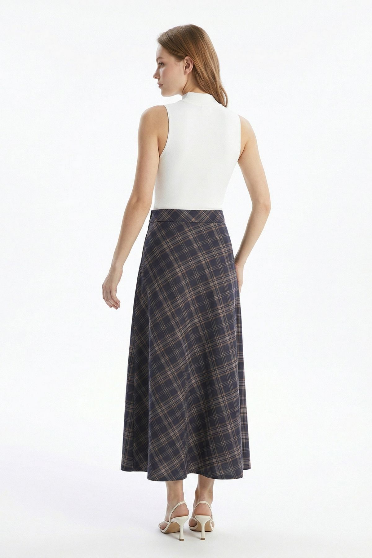 Laci Ekose Desen Bel Lastikli Etek 3507-1 - 2