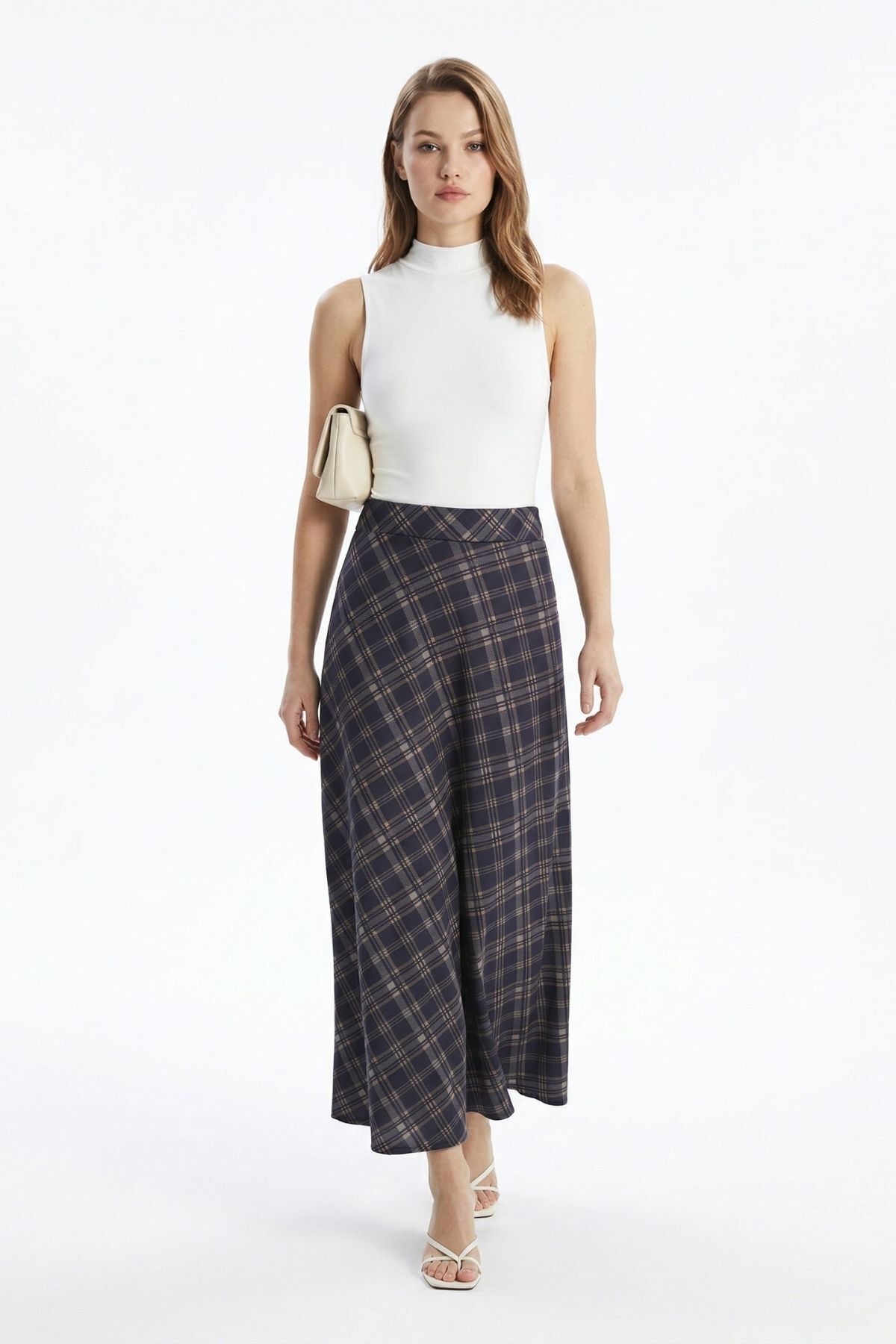 Laci Ekose Desen Bel Lastikli Etek 3507-1 - RAYS