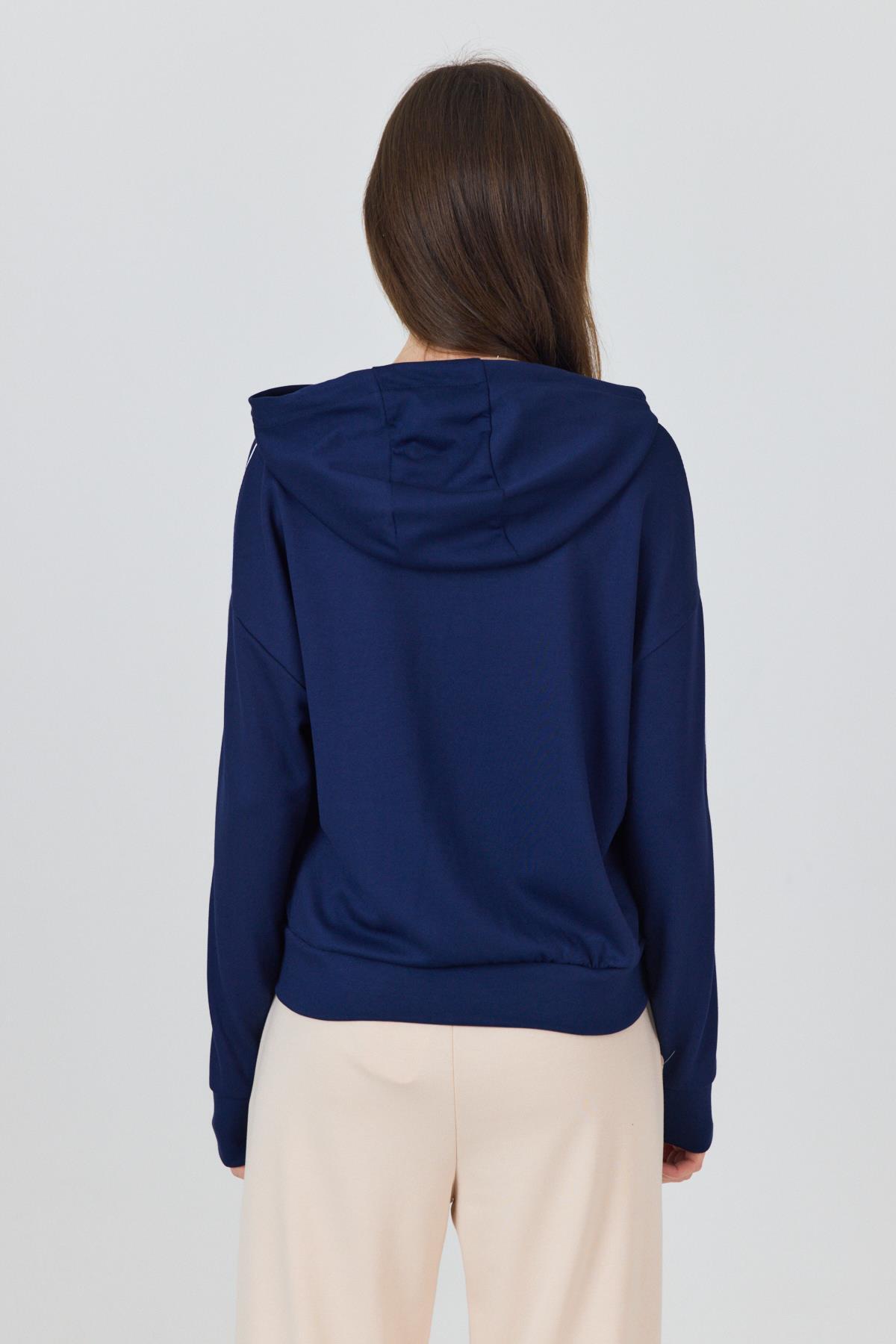 Laci Fermuarlı Kapüşonlu Şerit Detaylı Sweatshirt 3045 - 5