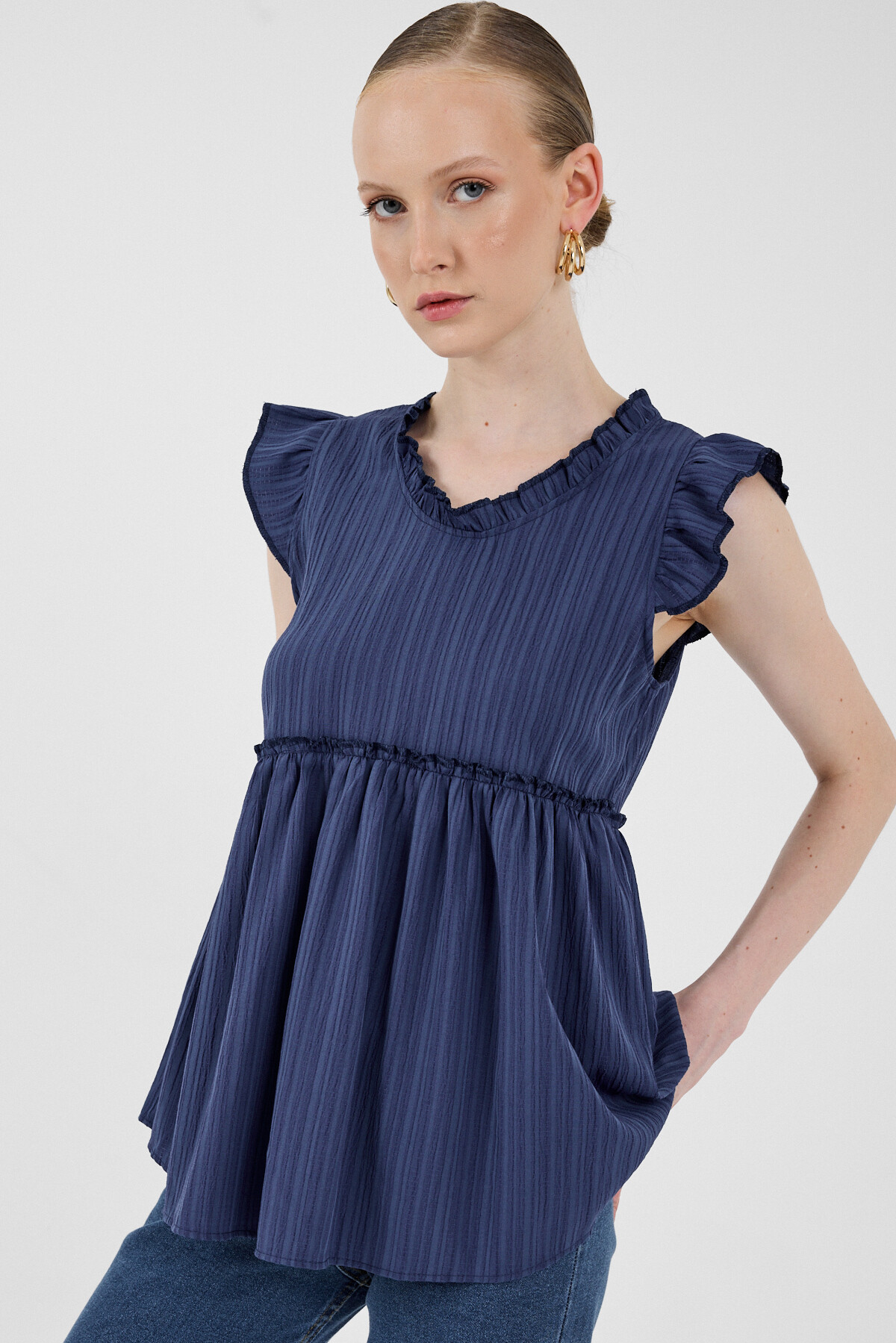 Laci Fırfır Kol Detaylı Bluz 8053A - 2