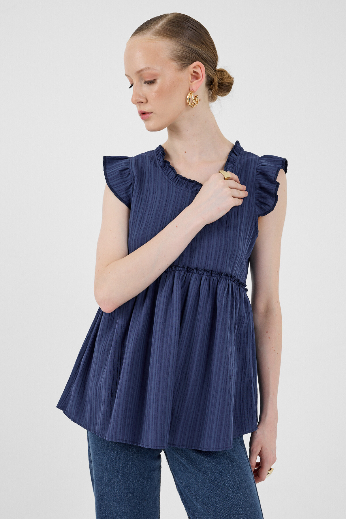 Laci Fırfır Kol Detaylı Bluz 8053A - 4