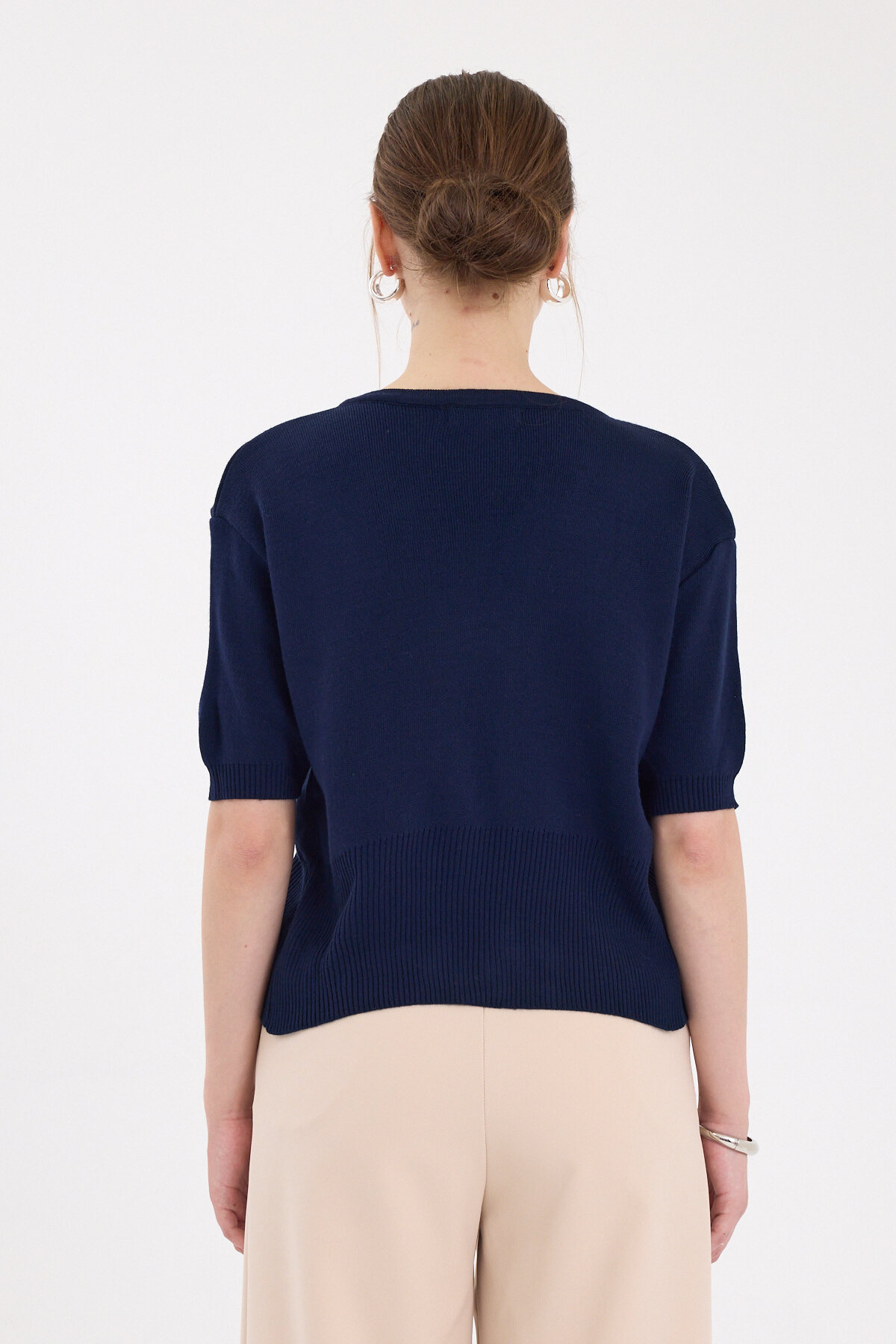 Laci Fiyonk Detaylı Crop Triko Kadın Bluz 2415 - 5