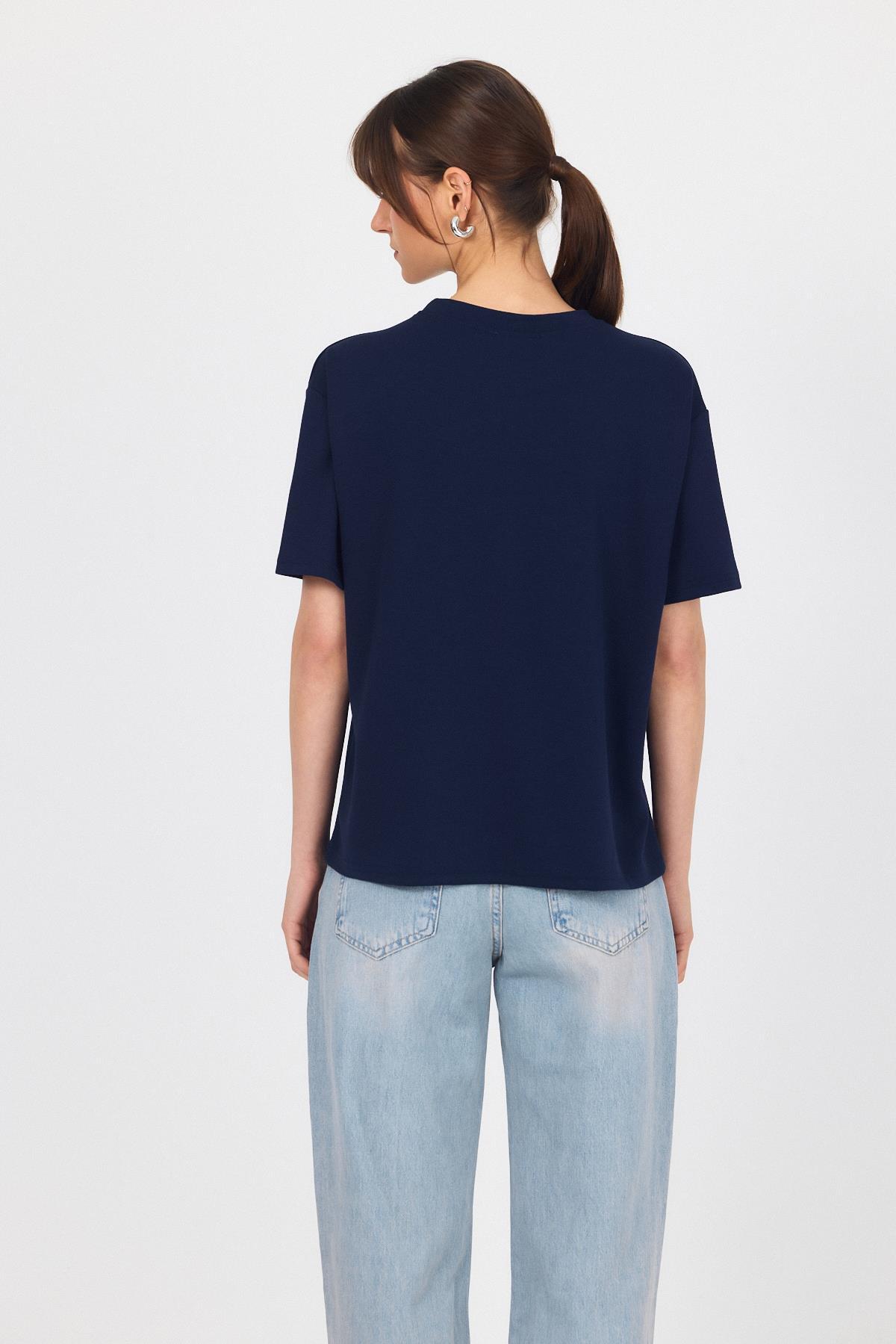 Laci Kalp Nakışlı Premium Kumaş Tişört 6218 - 5