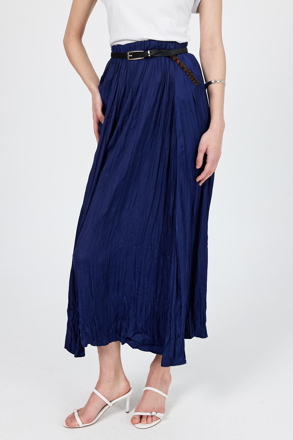 Laci Kraşlı Kırışık Kumaş Etek 9470 - 2