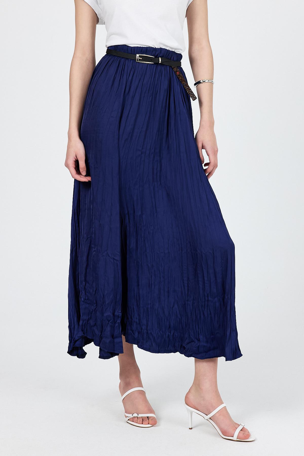 Laci Kraşlı Kırışık Kumaş Etek 9470 - 3