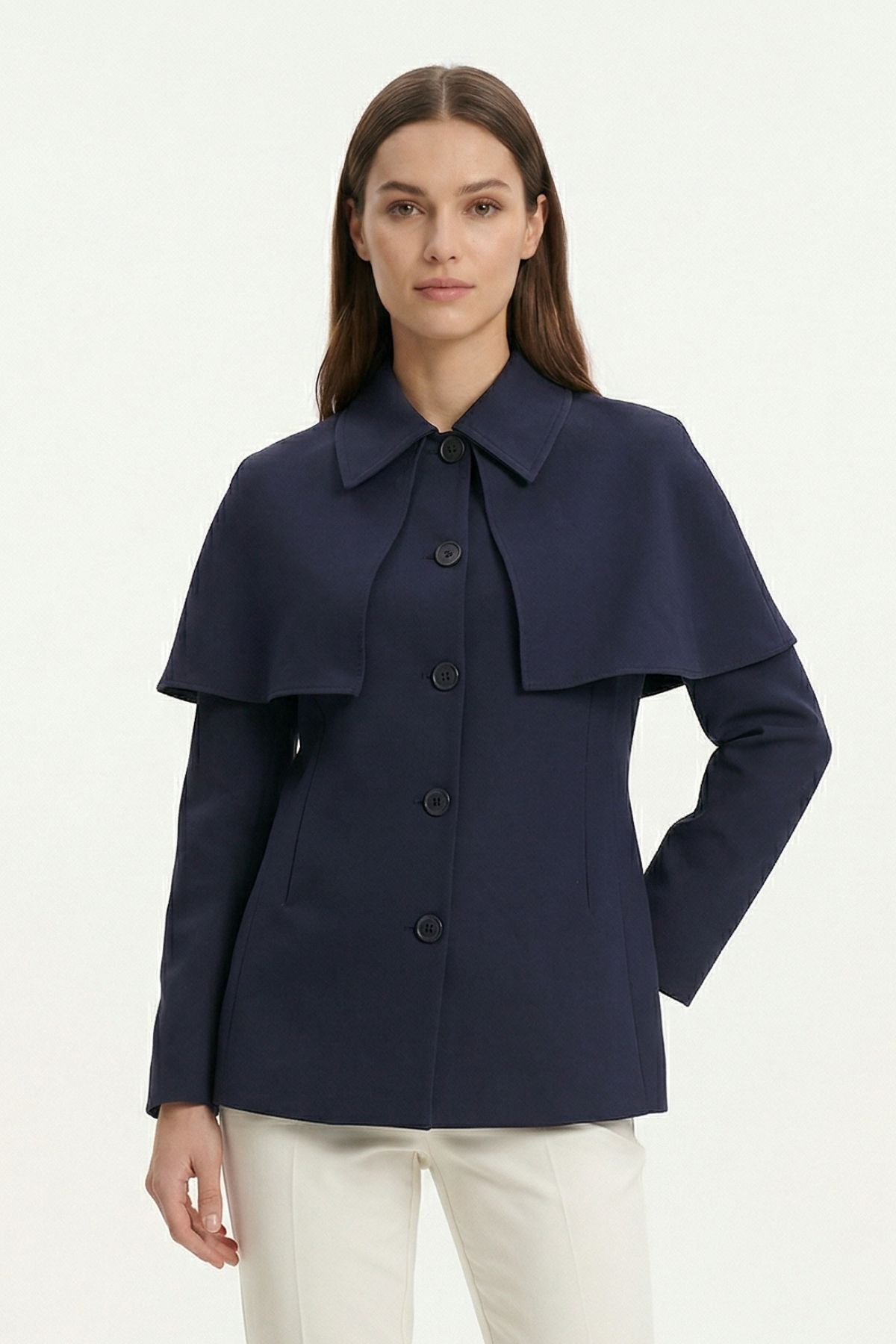 Laci Pelerin Detay Düğmeli Ceket 7687 