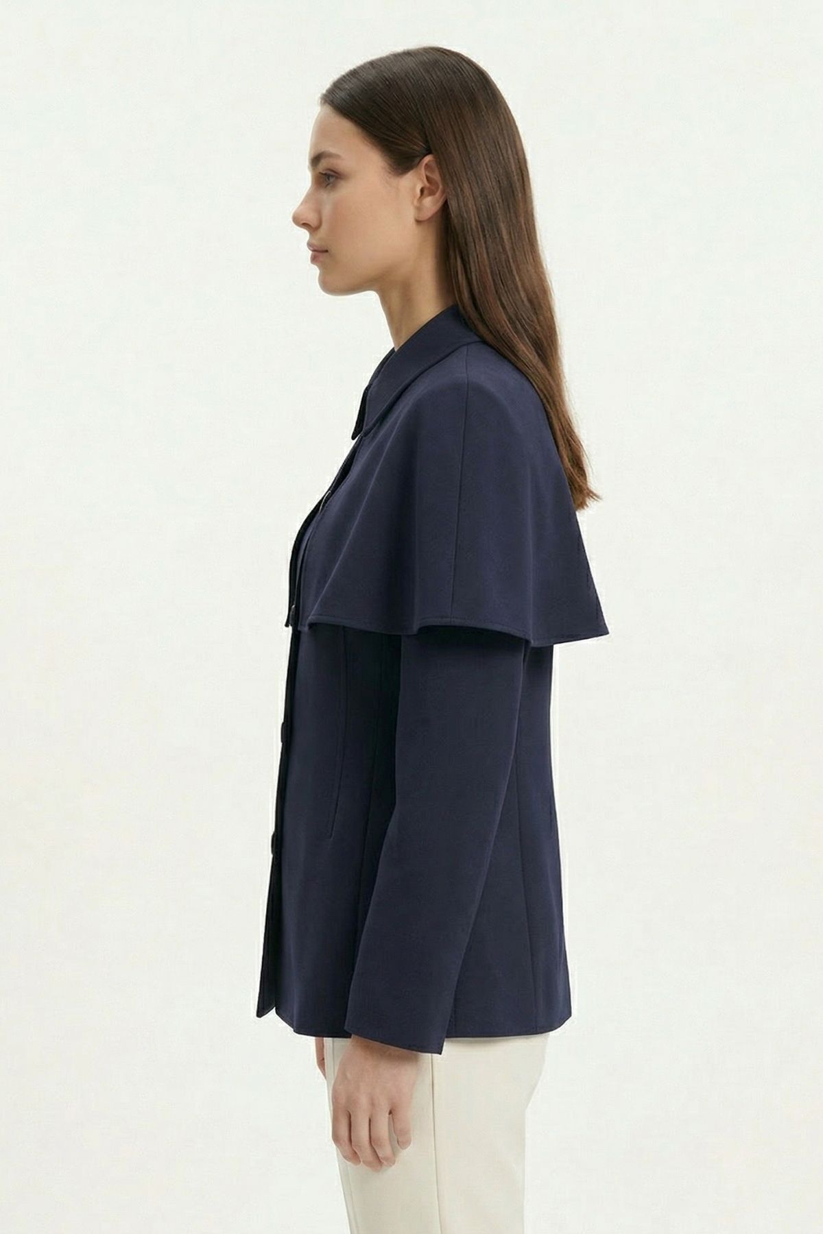 Laci Pelerin Detay Düğmeli Ceket 7687 - 2