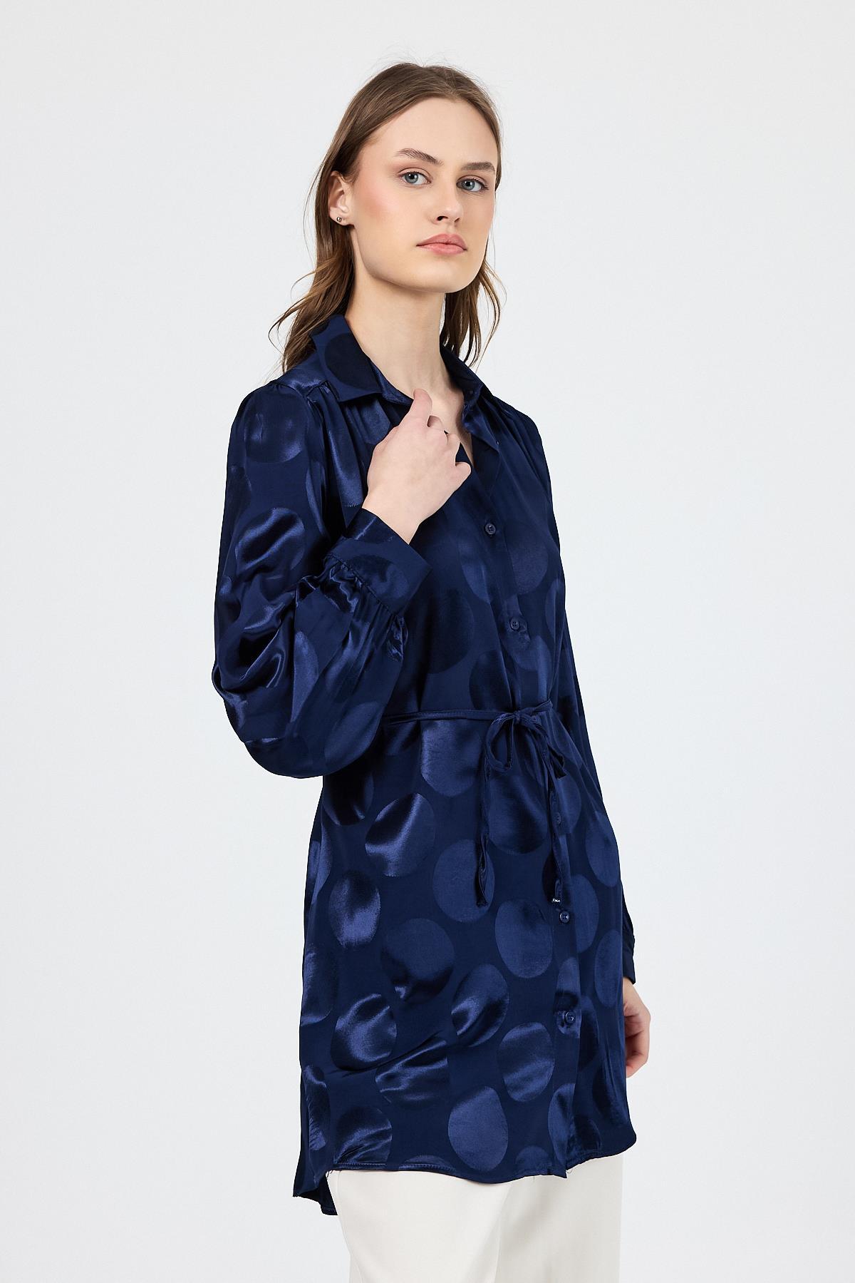 Laci Puantiye Desen İp Bağlama Detaylı Tunik 4690A - RAYS