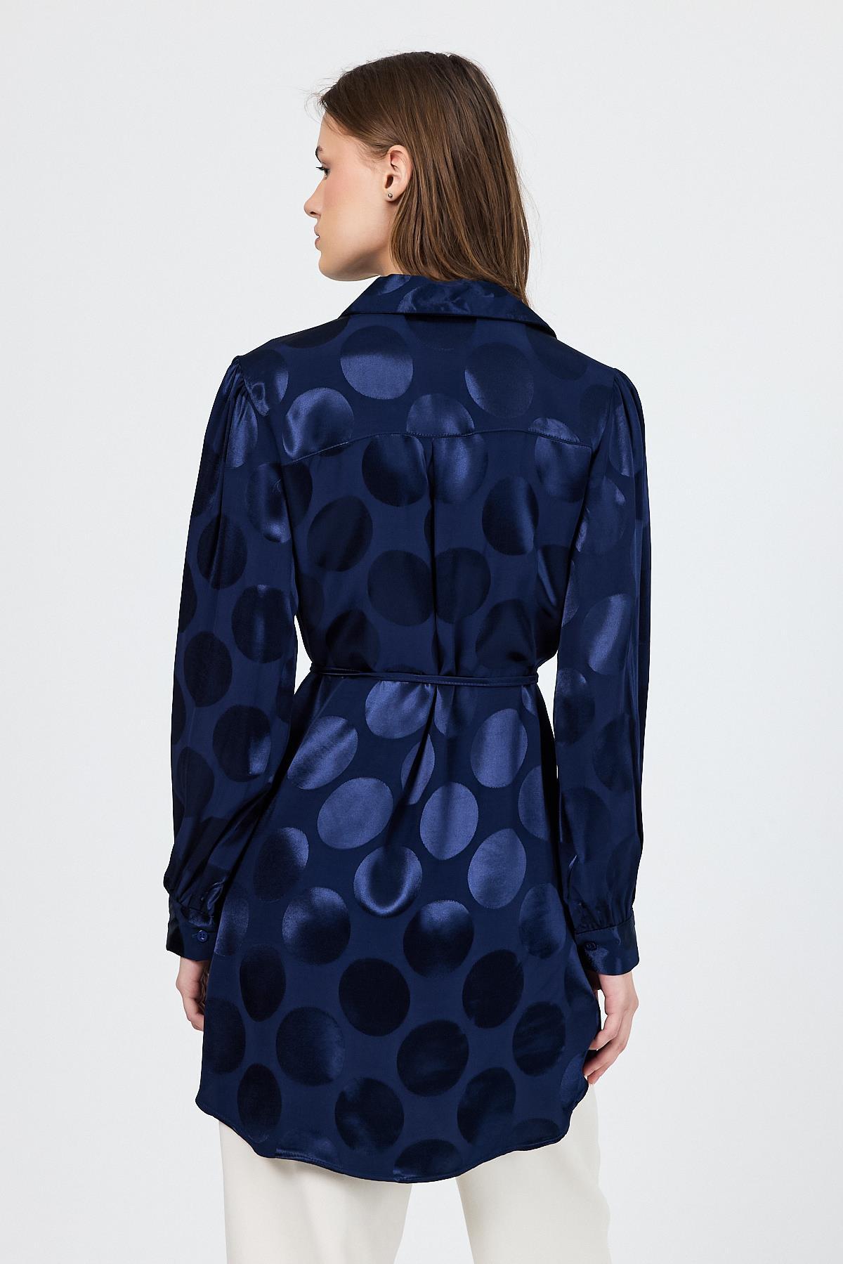 Laci Puantiye Desen İp Bağlama Detaylı Tunik 4690A - 5