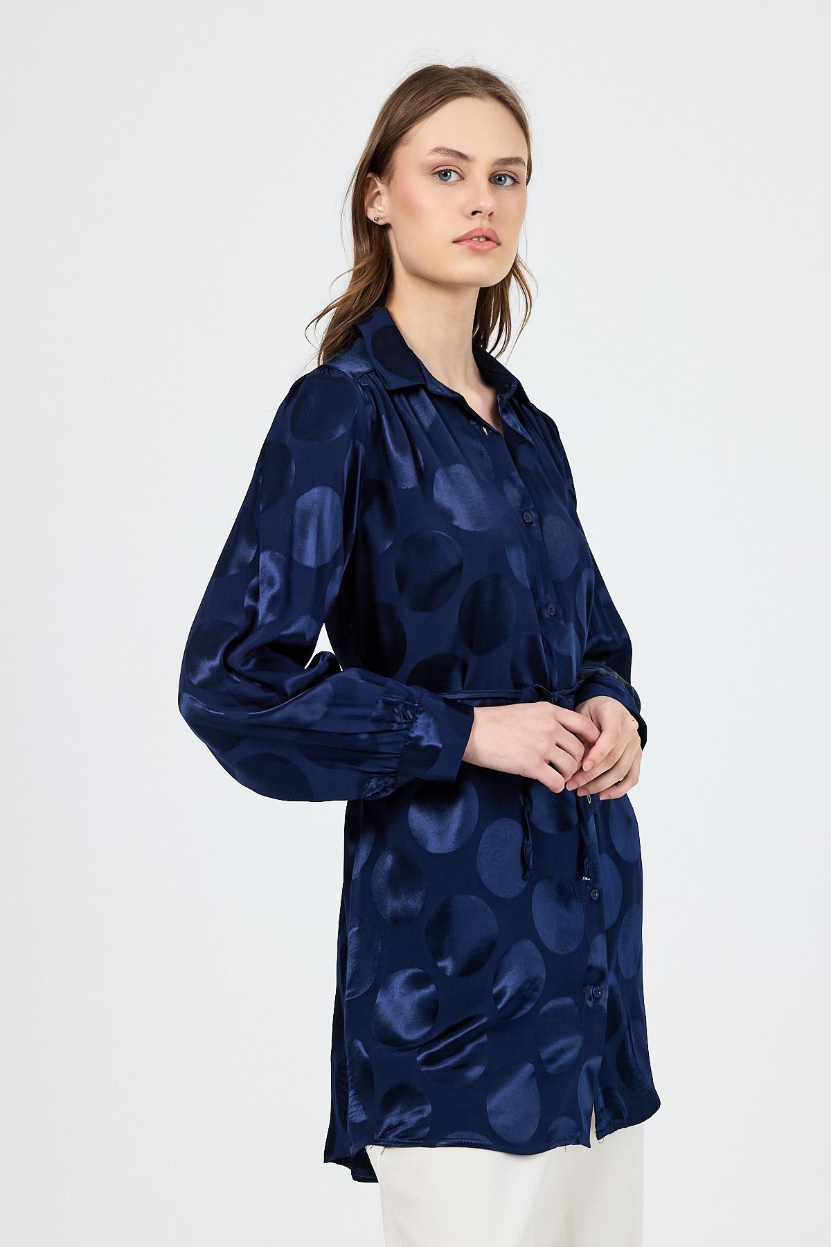 Laci Puantiye Desen İp Bağlama Detaylı Tunik 4690A - 7