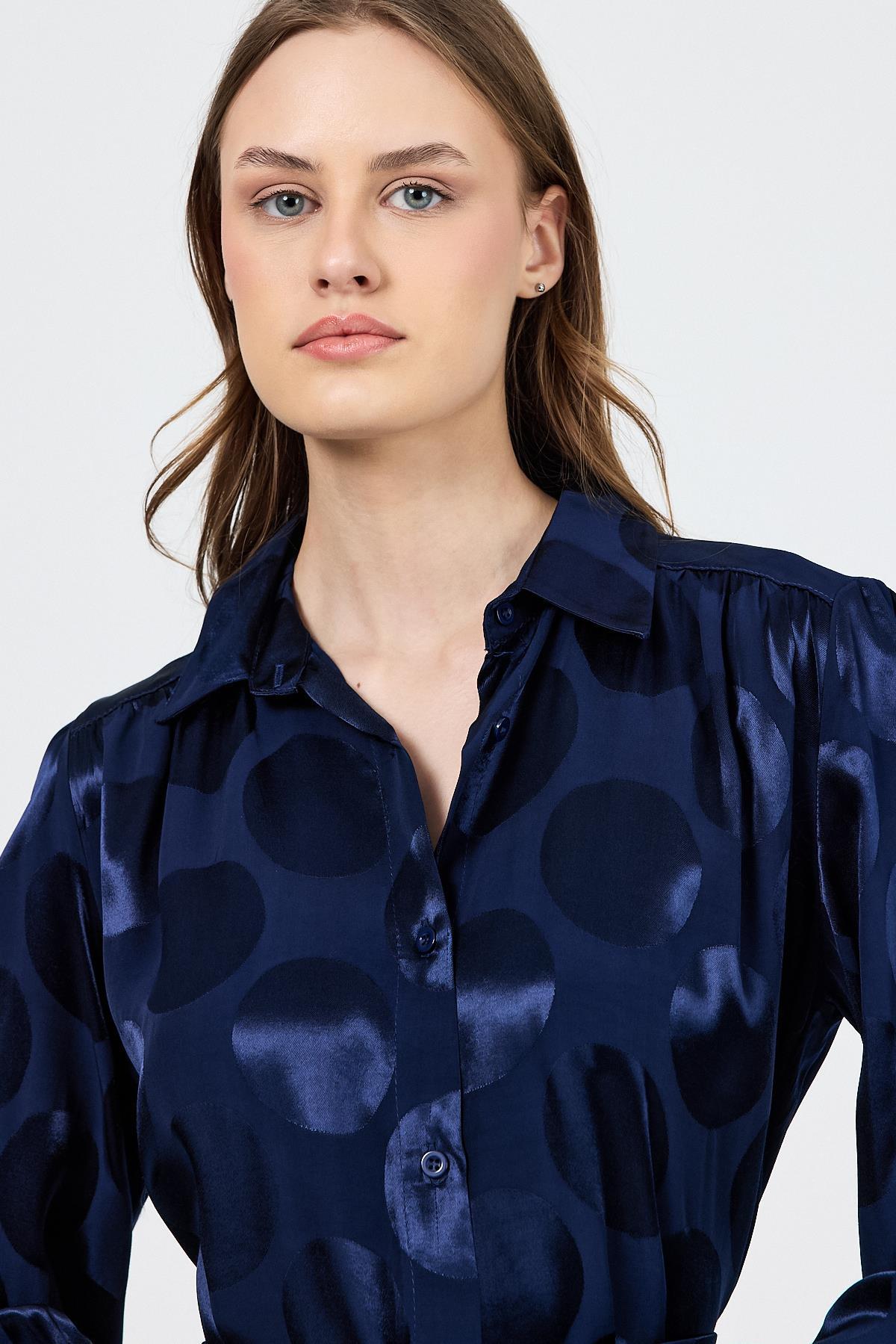 Laci Puantiye Desen İp Bağlama Detaylı Tunik 4690A - 4