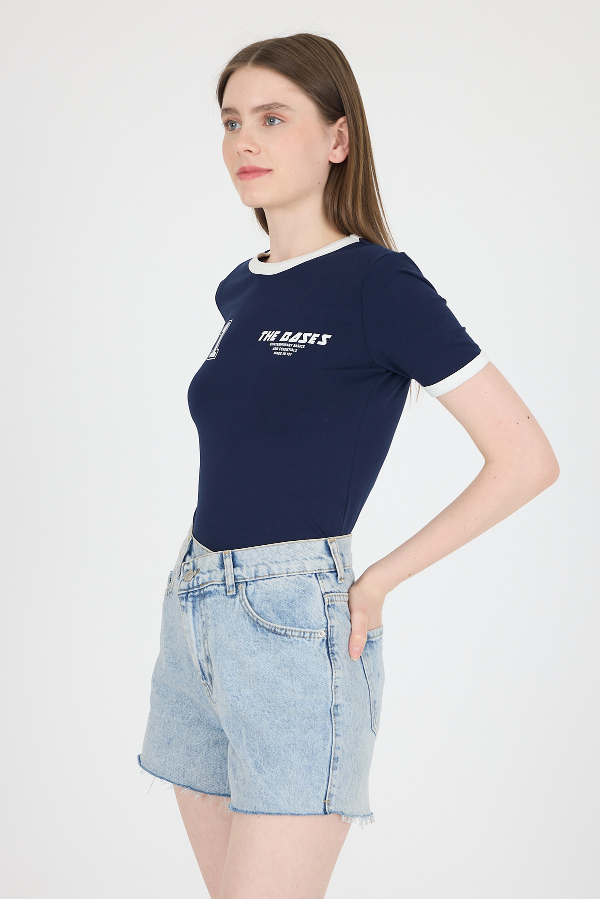 Laci Ribanalı Yazı Baskılı Slim Fit Tişört 5981 - 6