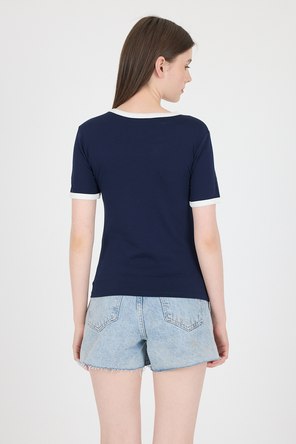 Laci Ribanalı Yazı Baskılı Slim Fit Tişört 5981 - 5