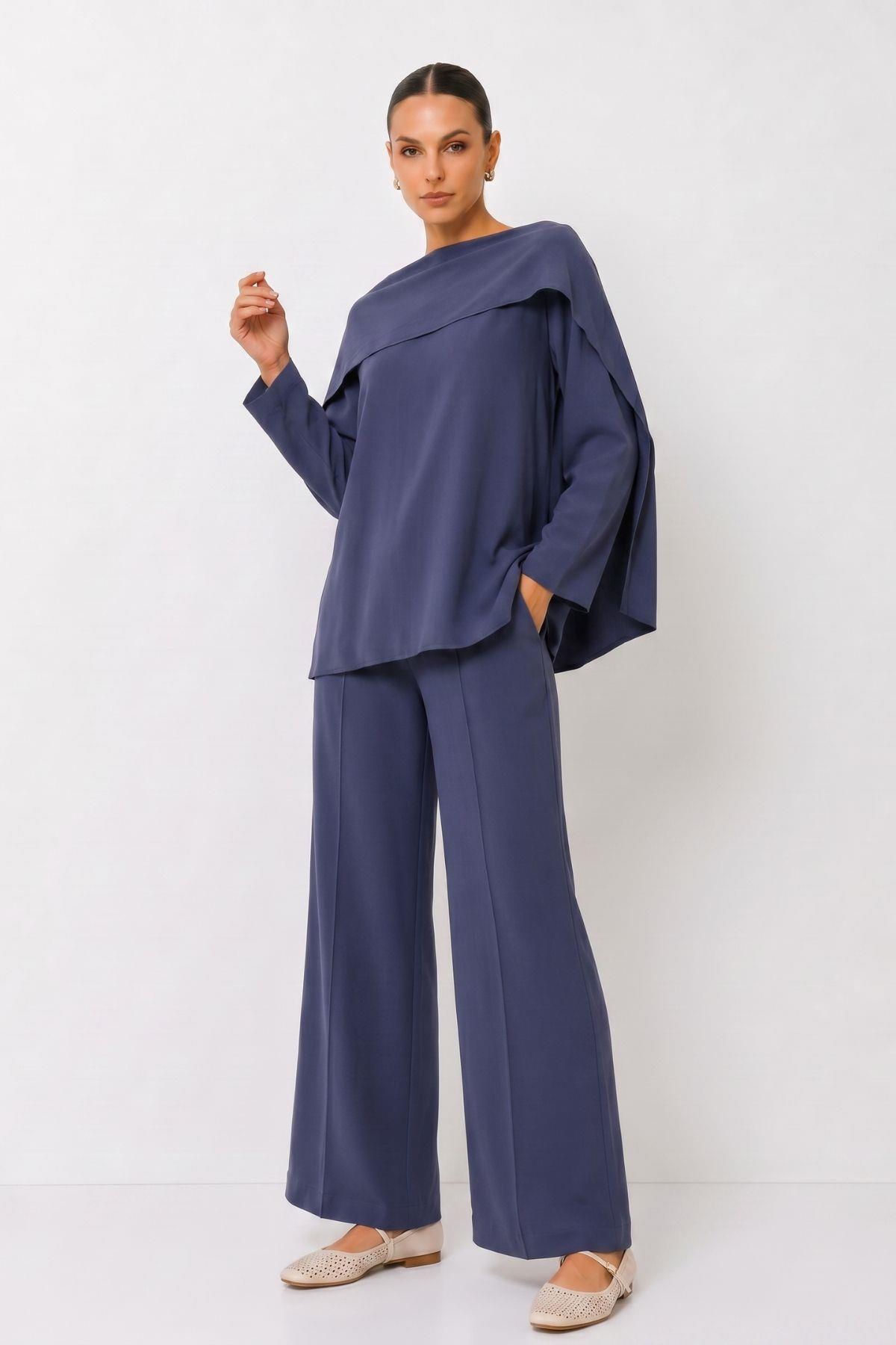 Şal Yaka Tunik Pantolon Takım 6350 Laci - 1
