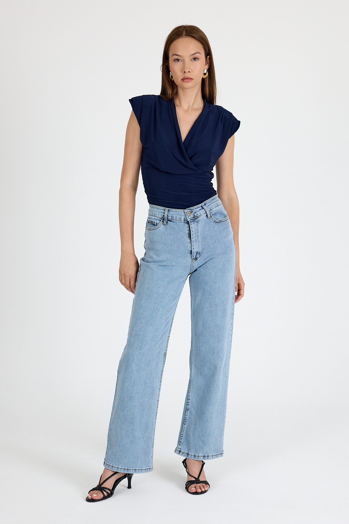 Laci Vatkalı Kruvaze Yaka Drapeli Bluz 2487 - RAYS