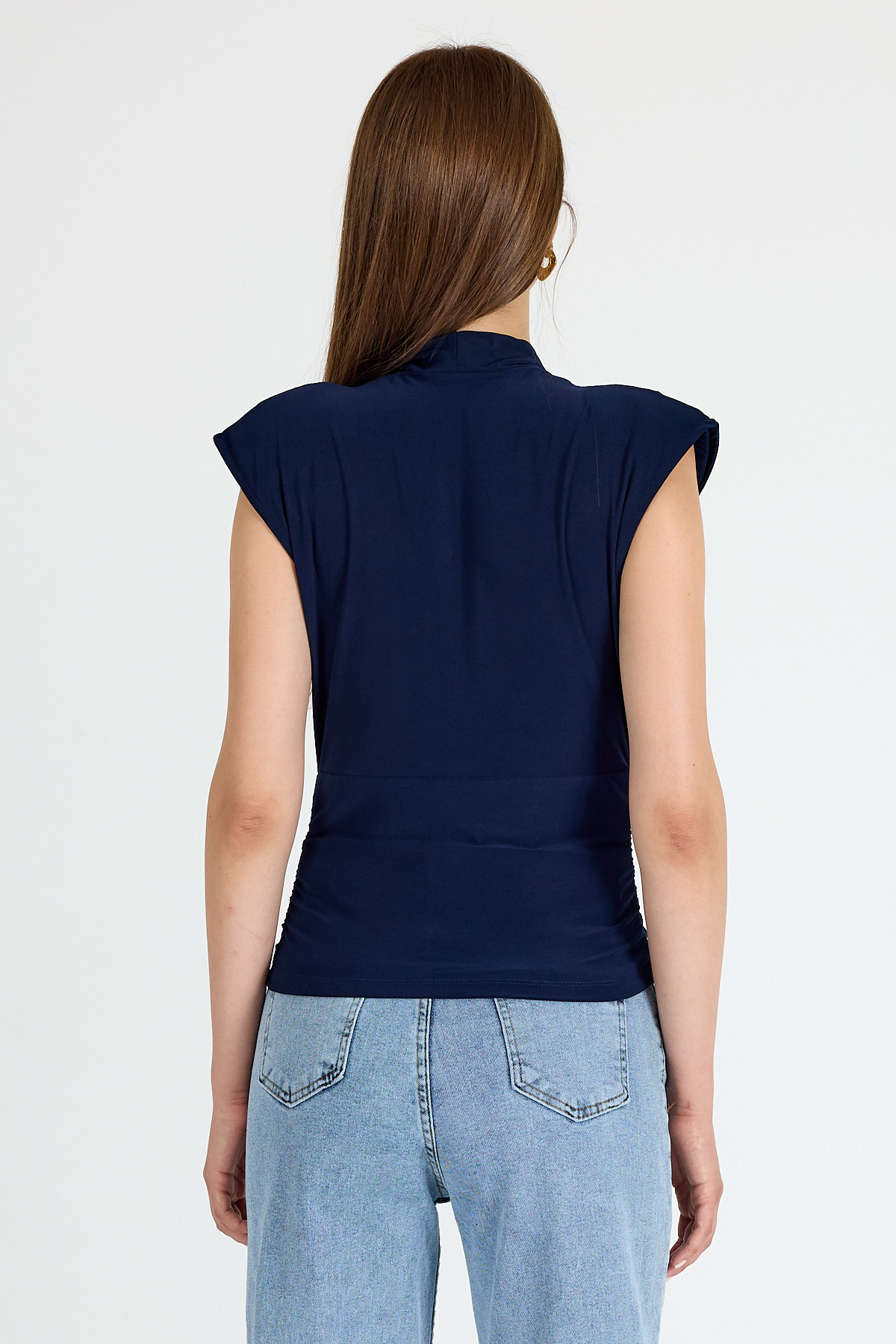 Laci Vatkalı Kruvaze Yaka Drapeli Bluz 2487 - 5