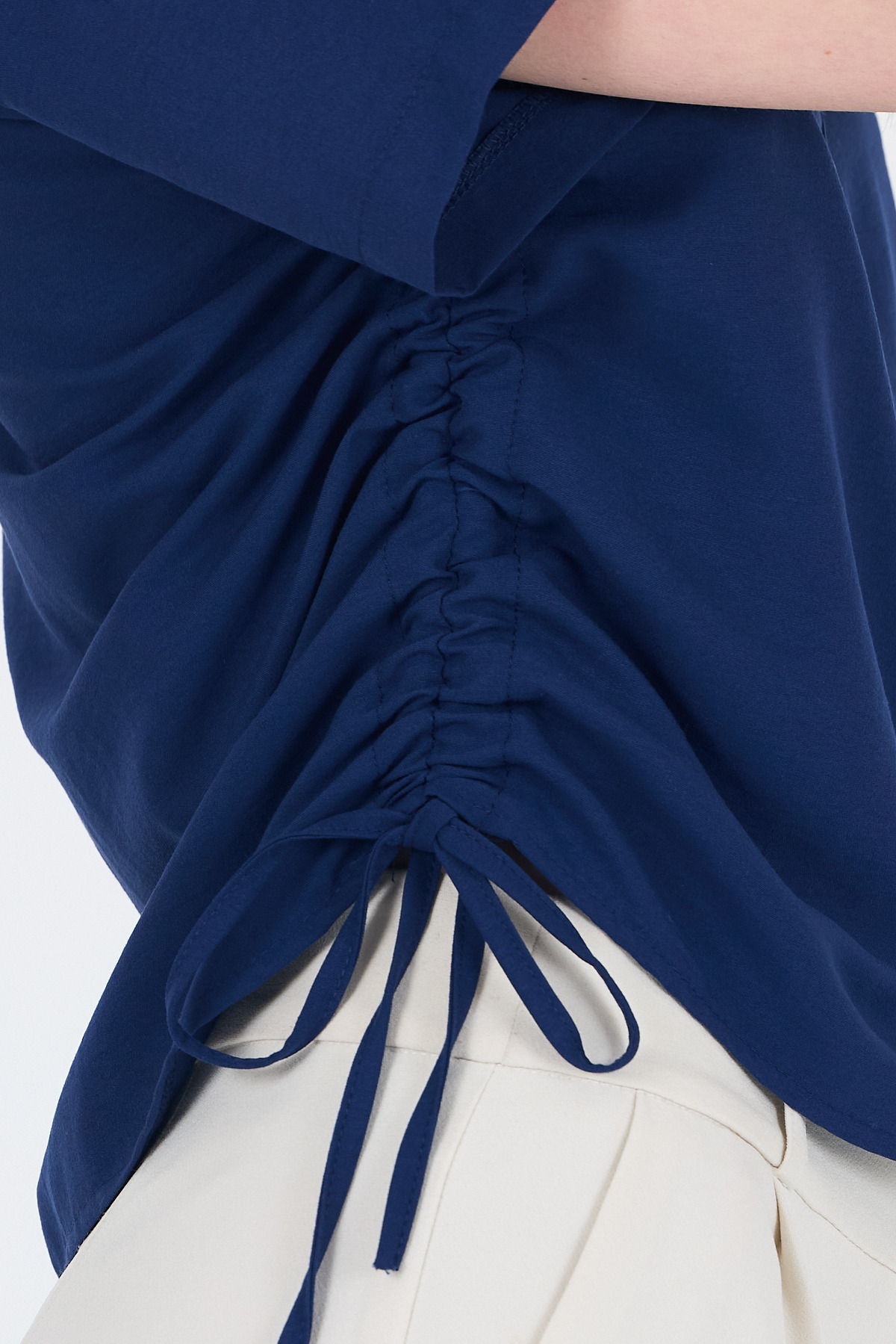 Laci Yanları Büzgülü Bağcıklı Kısa Kollu Gömlek 4368A - 4