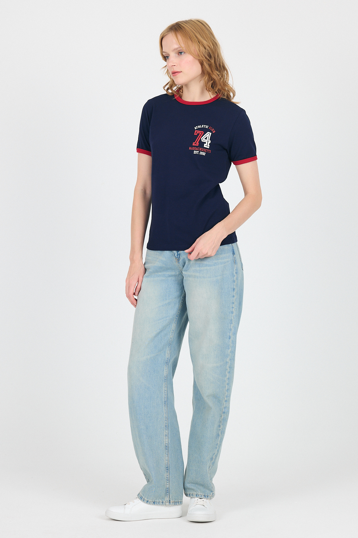 Laci Yazı Baskılı Regular Fit Ribana Detaylı Tişört 6325 - 3