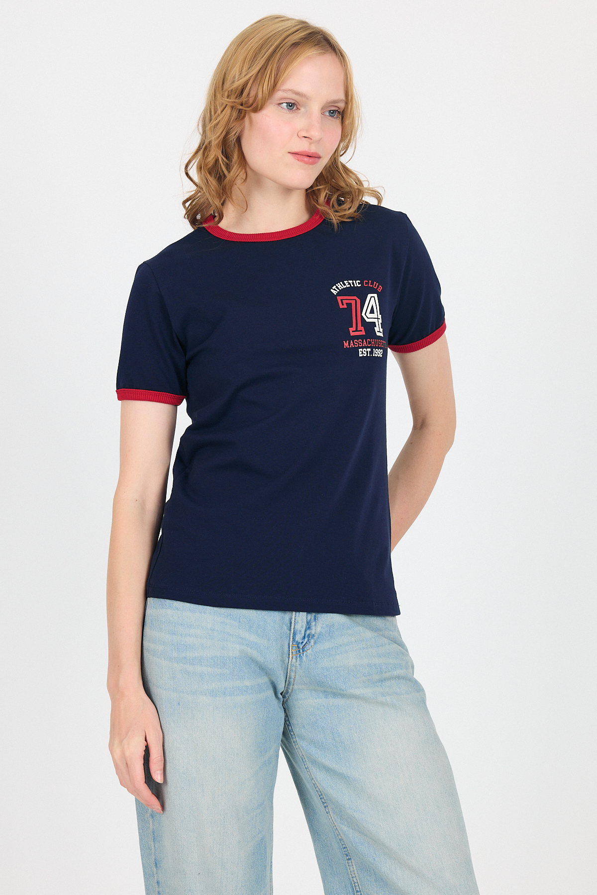 Laci Yazı Baskılı Regular Fit Ribana Detaylı Tişört 6325 - 2