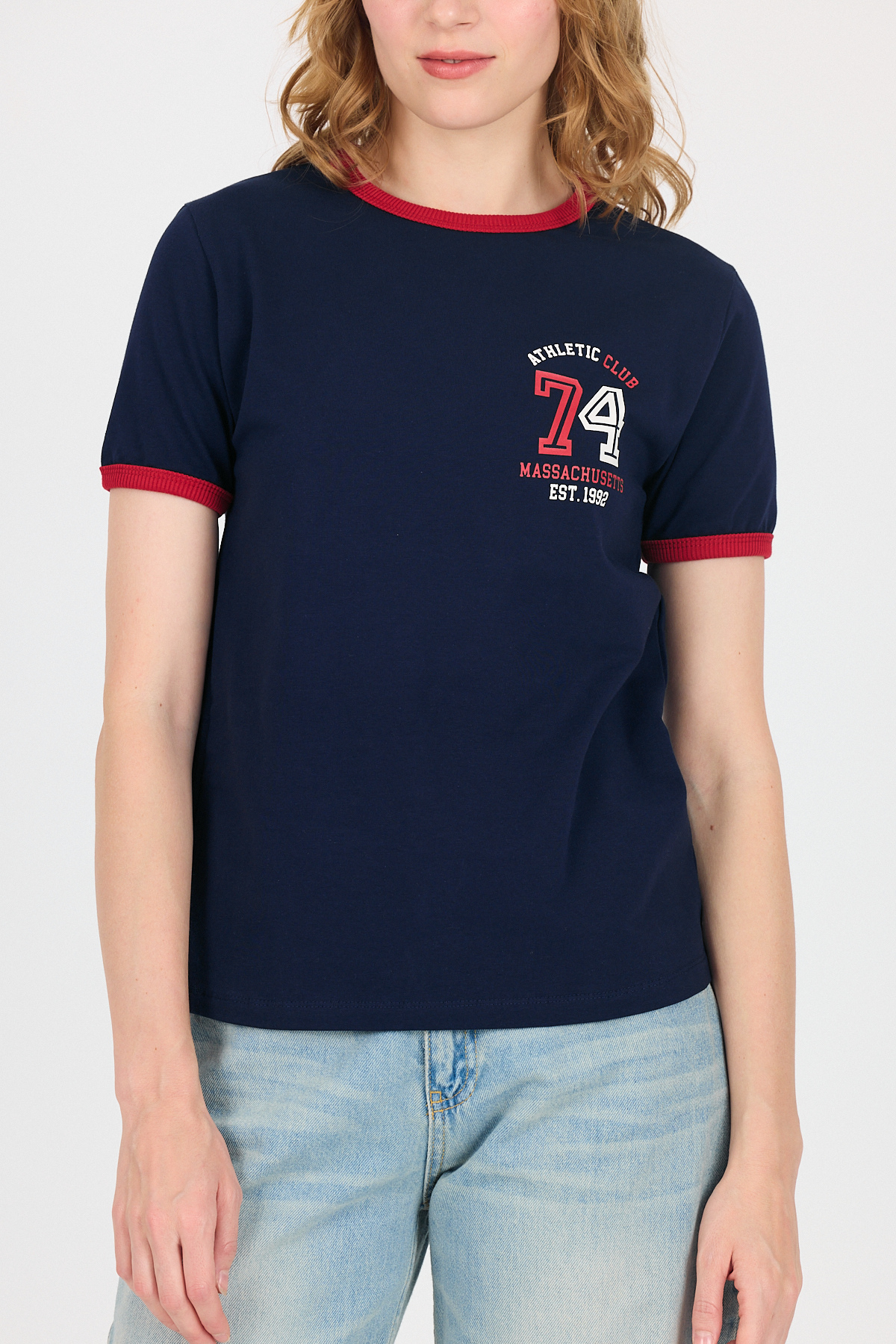 Laci Yazı Baskılı Regular Fit Ribana Detaylı Tişört 6325 - 4