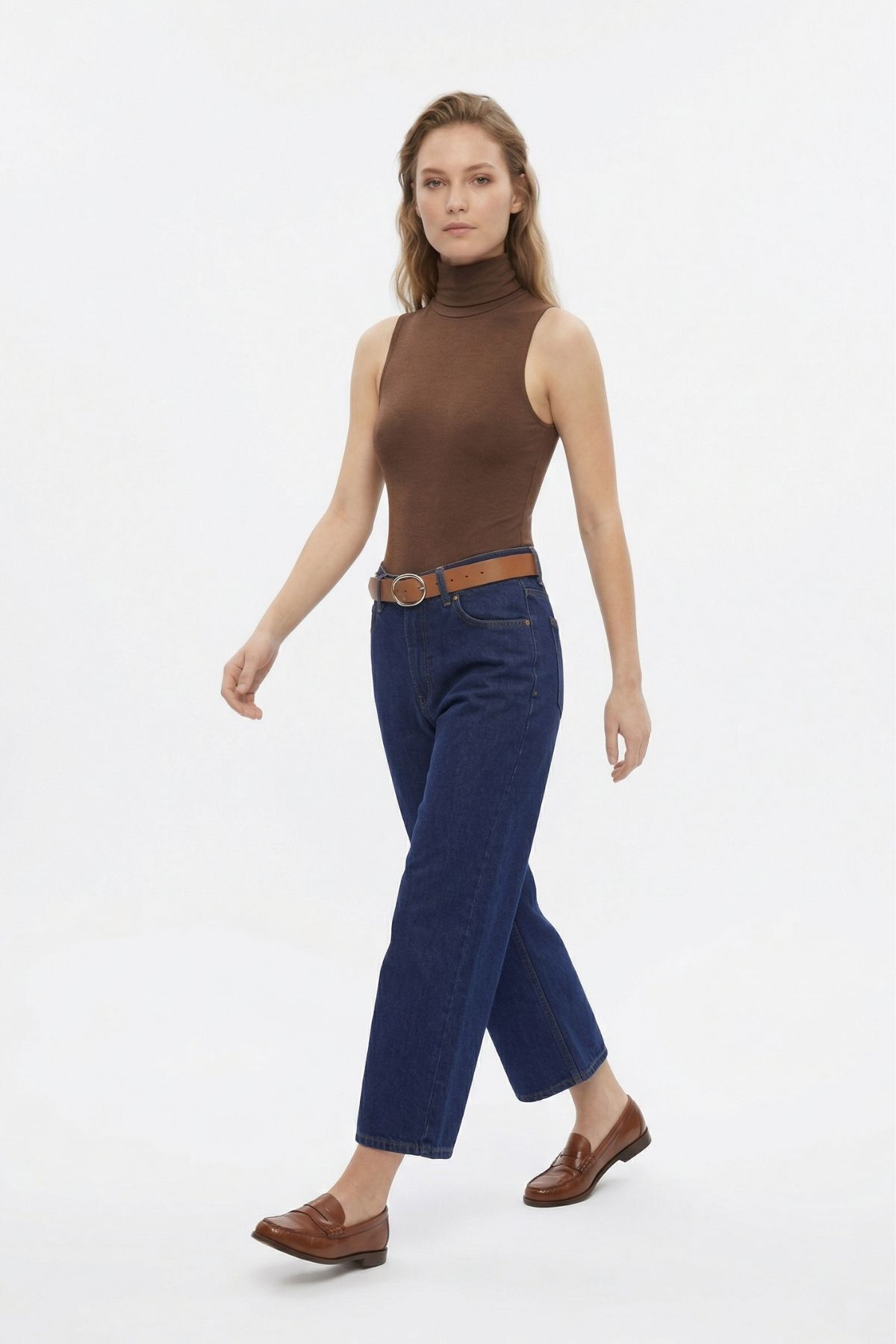 Laci Yüksek Bel Kemerli Düz Paça Jean 3085 - RAYS