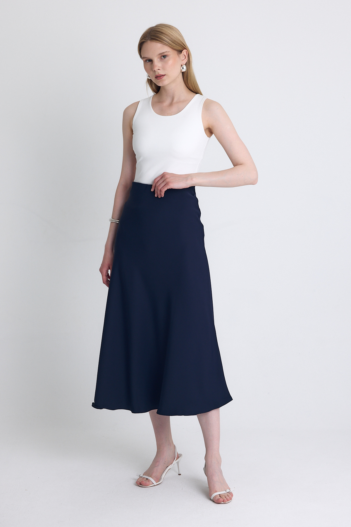 Laci Yüksek Bel Midi A Kesim Etek 241312 - 3