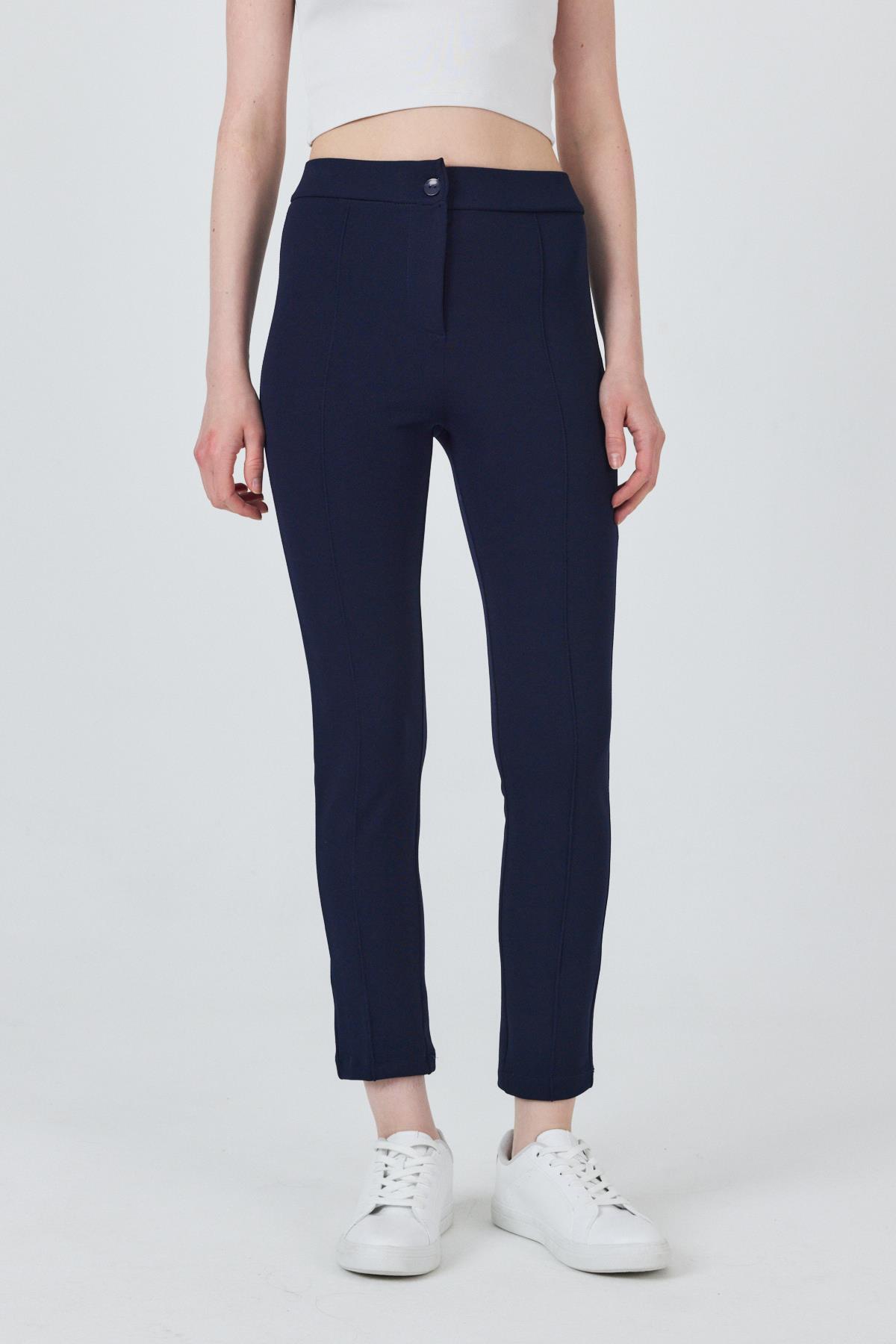 Laci Yüksek Bel Nervür Dikiş Detaylı Tayt Pantolon 6875A - 2