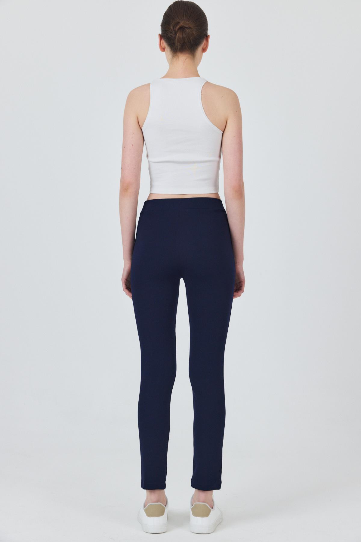 Laci Yüksek Bel Nervür Dikiş Detaylı Tayt Pantolon 6875A - 5