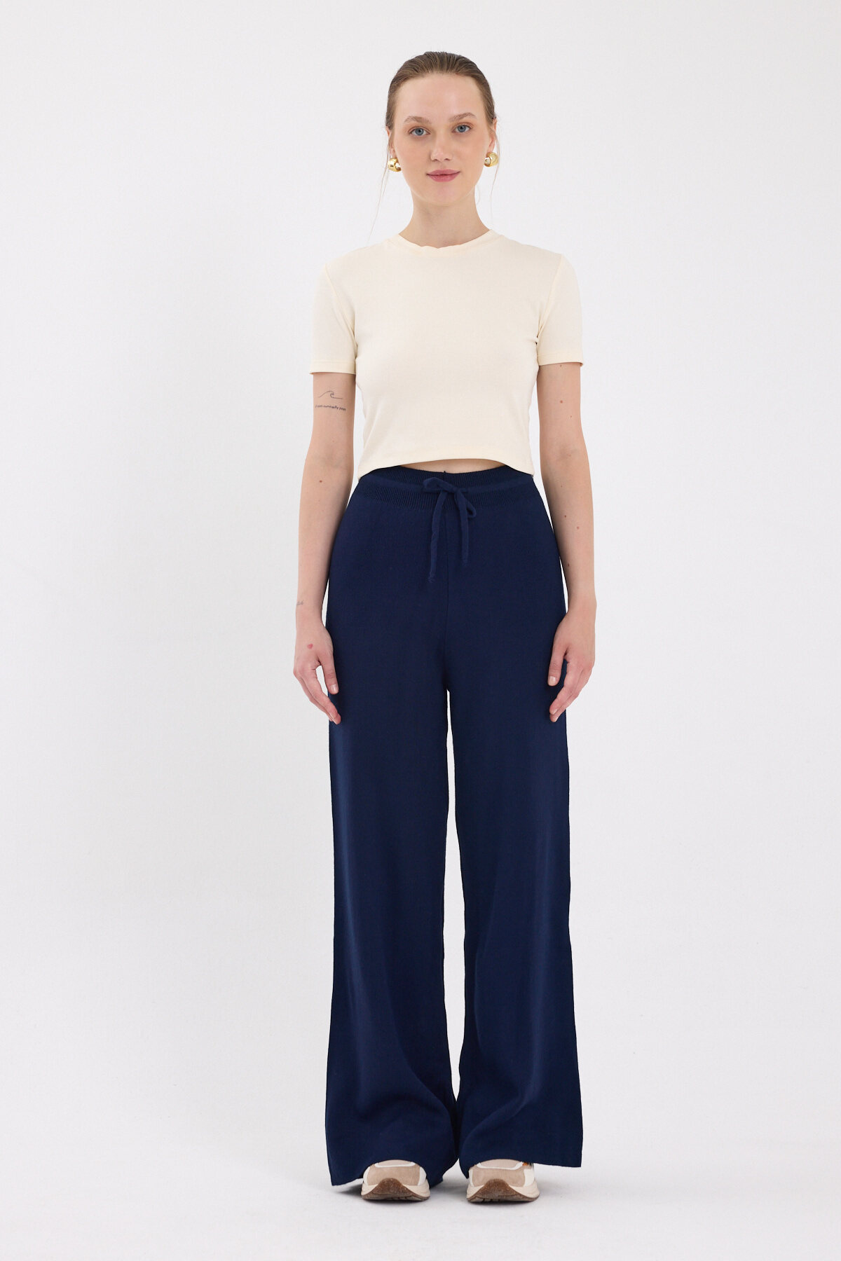 Laci Yüksek Bel Triko Palazzo Kadın Pantolon 2251 - 1