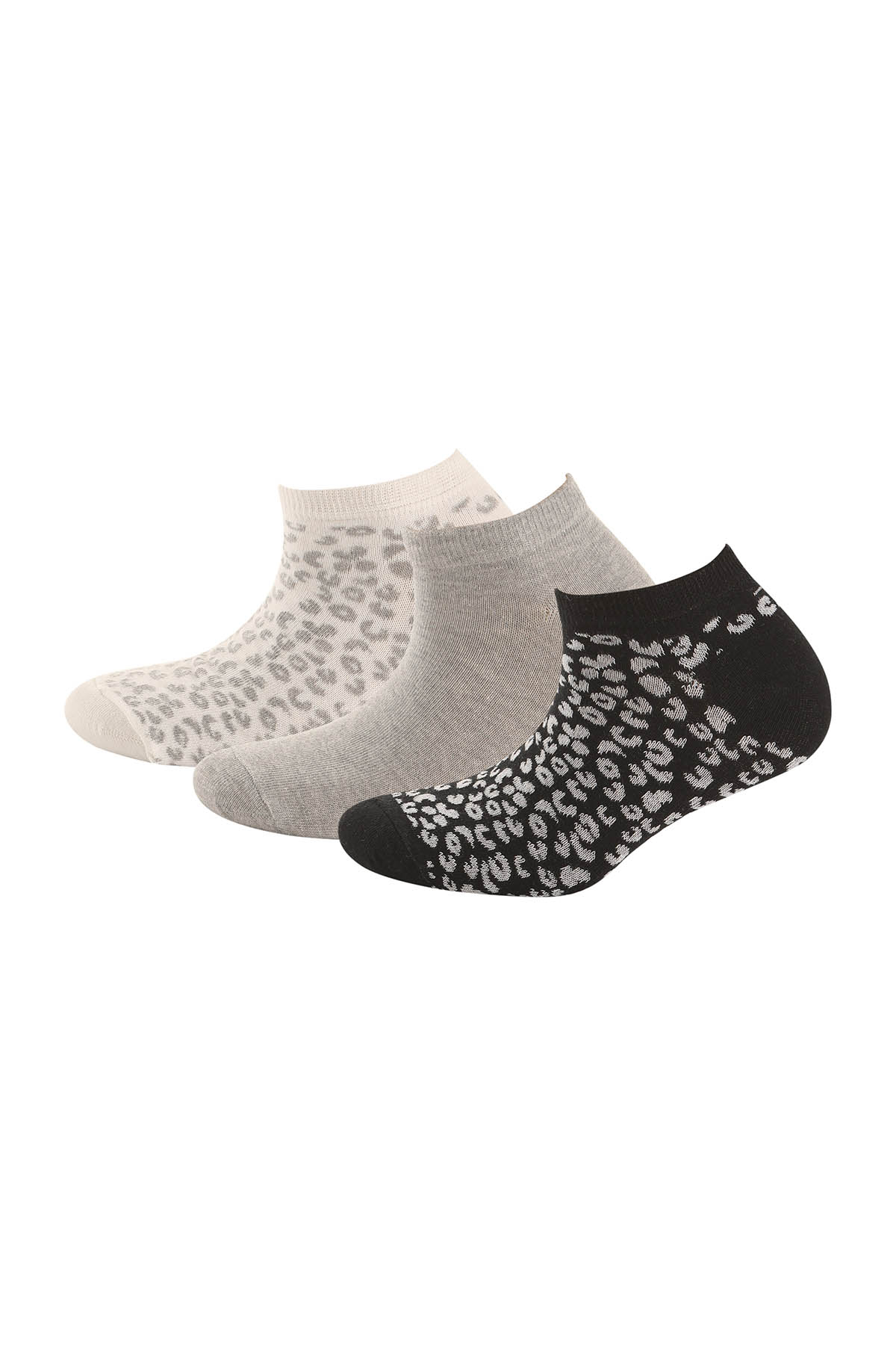 Leopar Desenli 3'Lü Patik Bayan Çorap - 1010 Renkli - 2