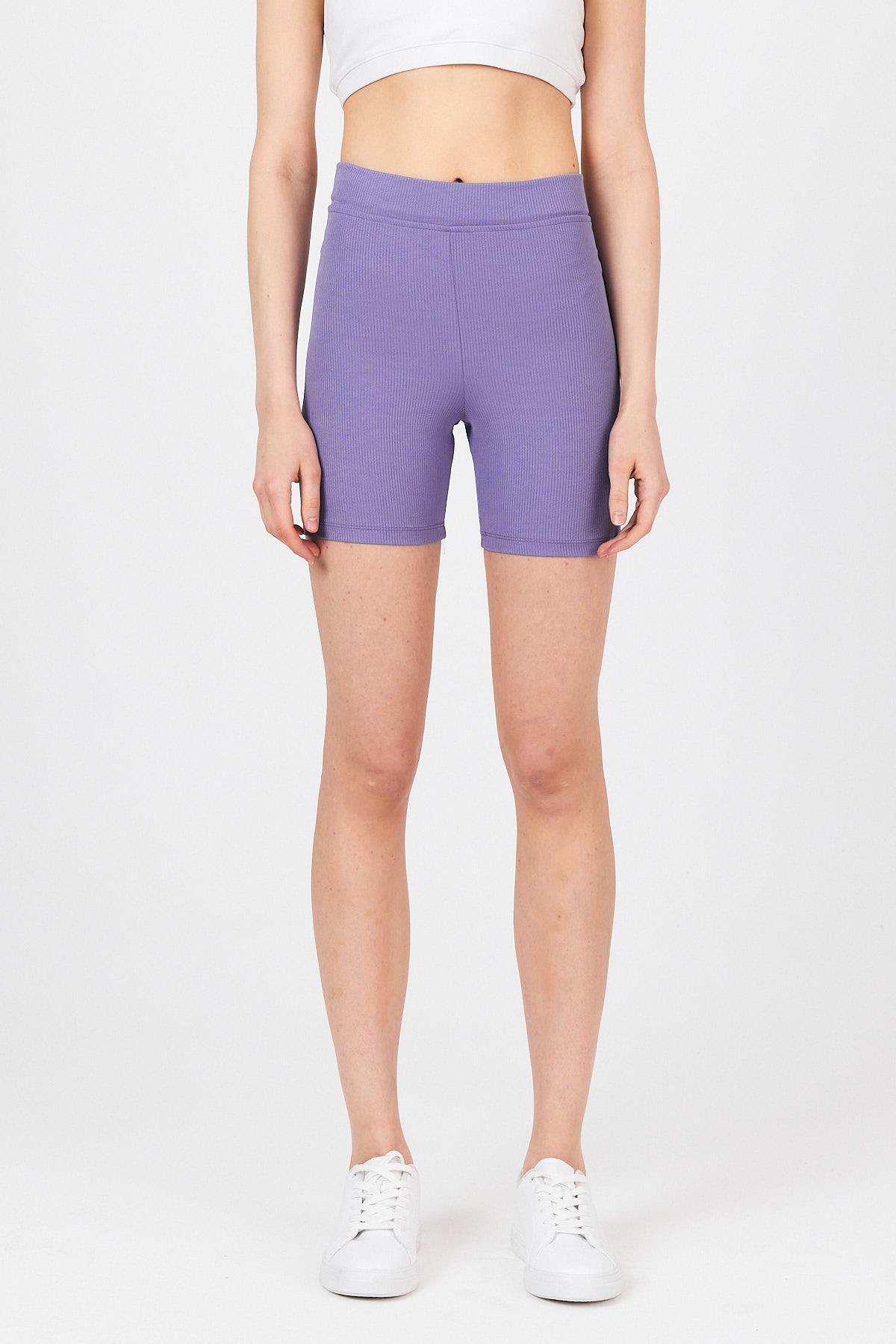 Lila Fitilli Biker Şort 2190M - 3