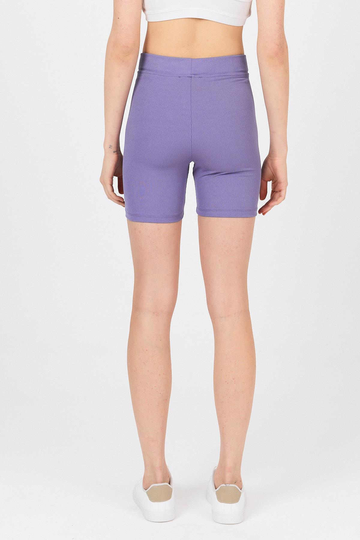 Lila Fitilli Biker Şort 2190M - 5