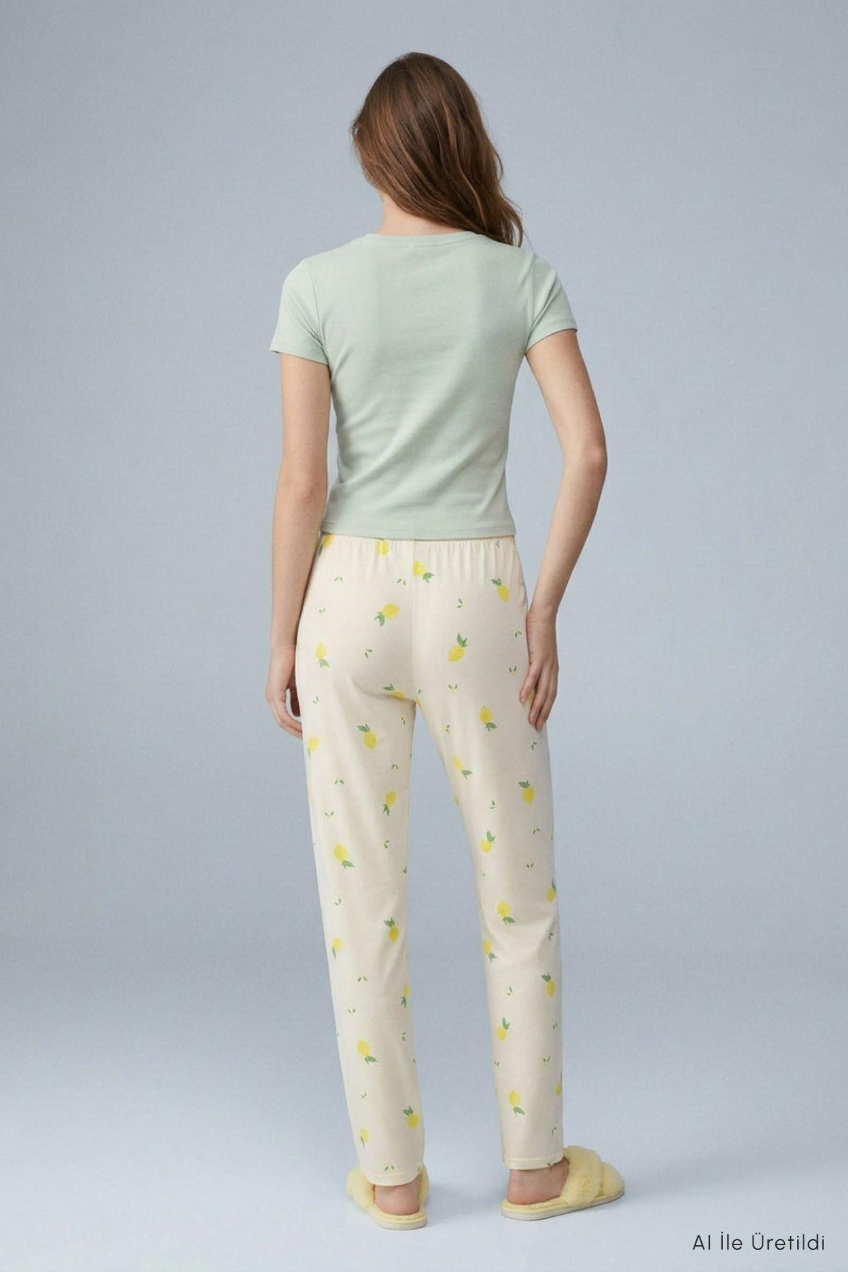 Limon Desen Pijama 4557 Sarı - 4