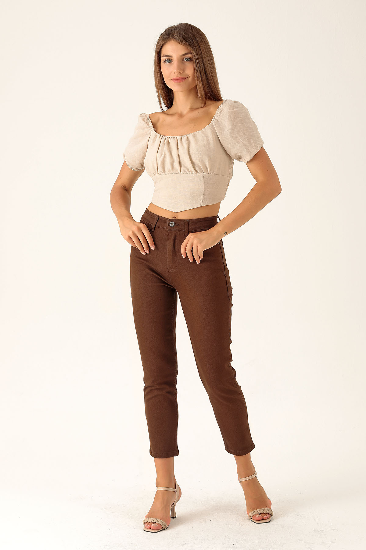 Madonna Yaka Keten Bluz - 10414 Taş - 4