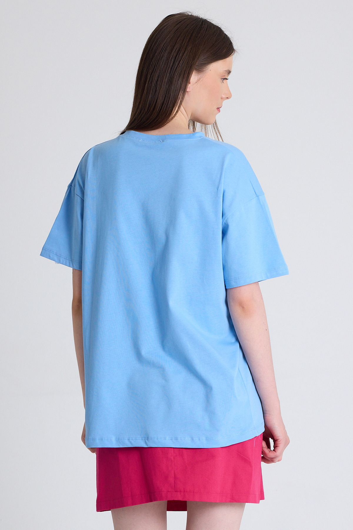 Mavi %100 Pamuk Yazı Baskılı Tişört 2150-15M - 5