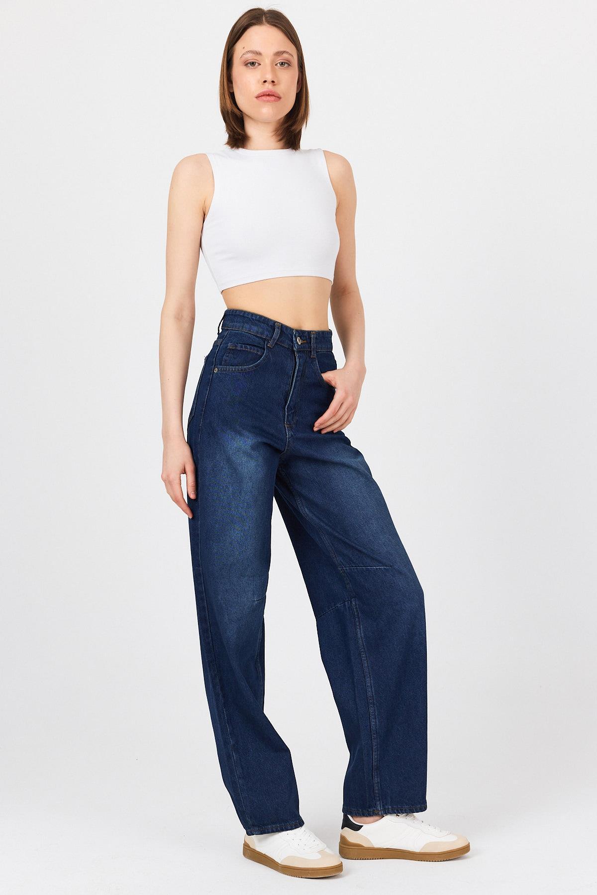 Mavi Arka Kemer Tokalı Yüksek Bel Jean11137 - 1