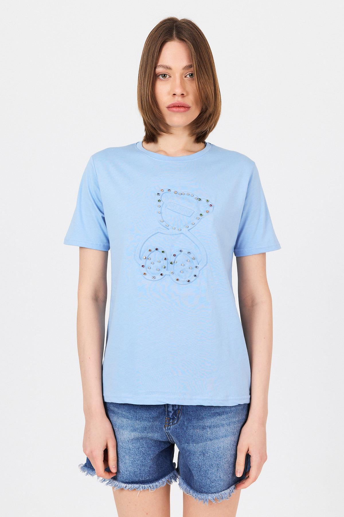Mavi Ayı Kabartmalı Tişört 25226 