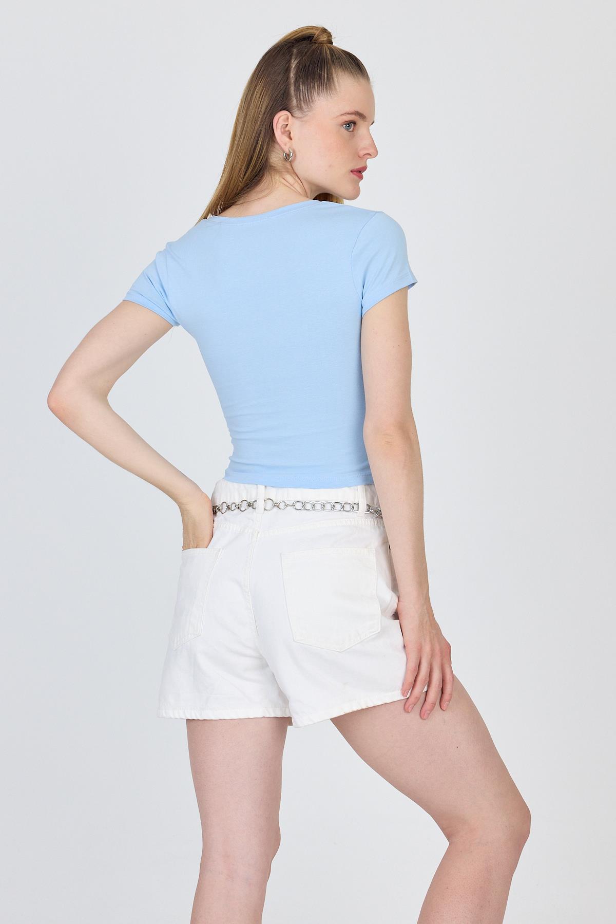 Mavi Bisiklet Yaka Basic Crop Tişört 9200M - 6