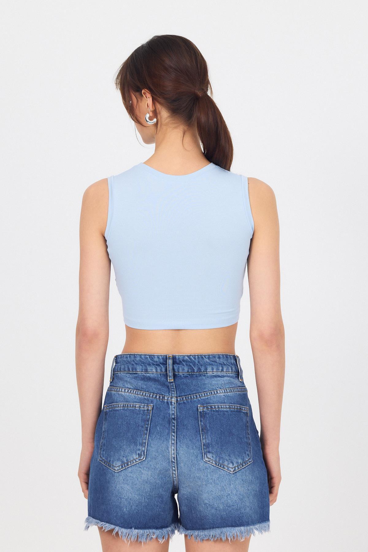 Mavi Bisiklet Yaka Crop Atlet 9189M - 5