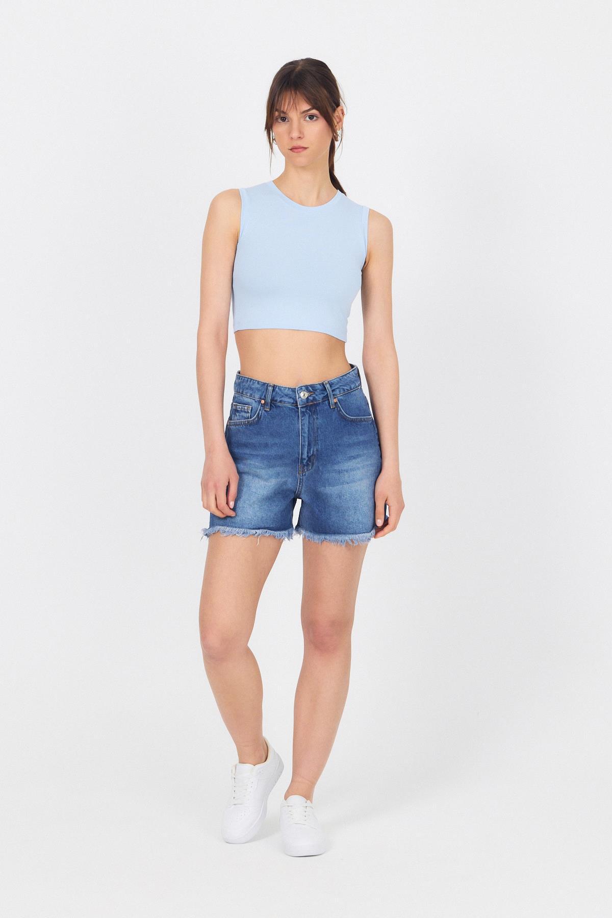 Mavi Bisiklet Yaka Crop Atlet 9189M - 8