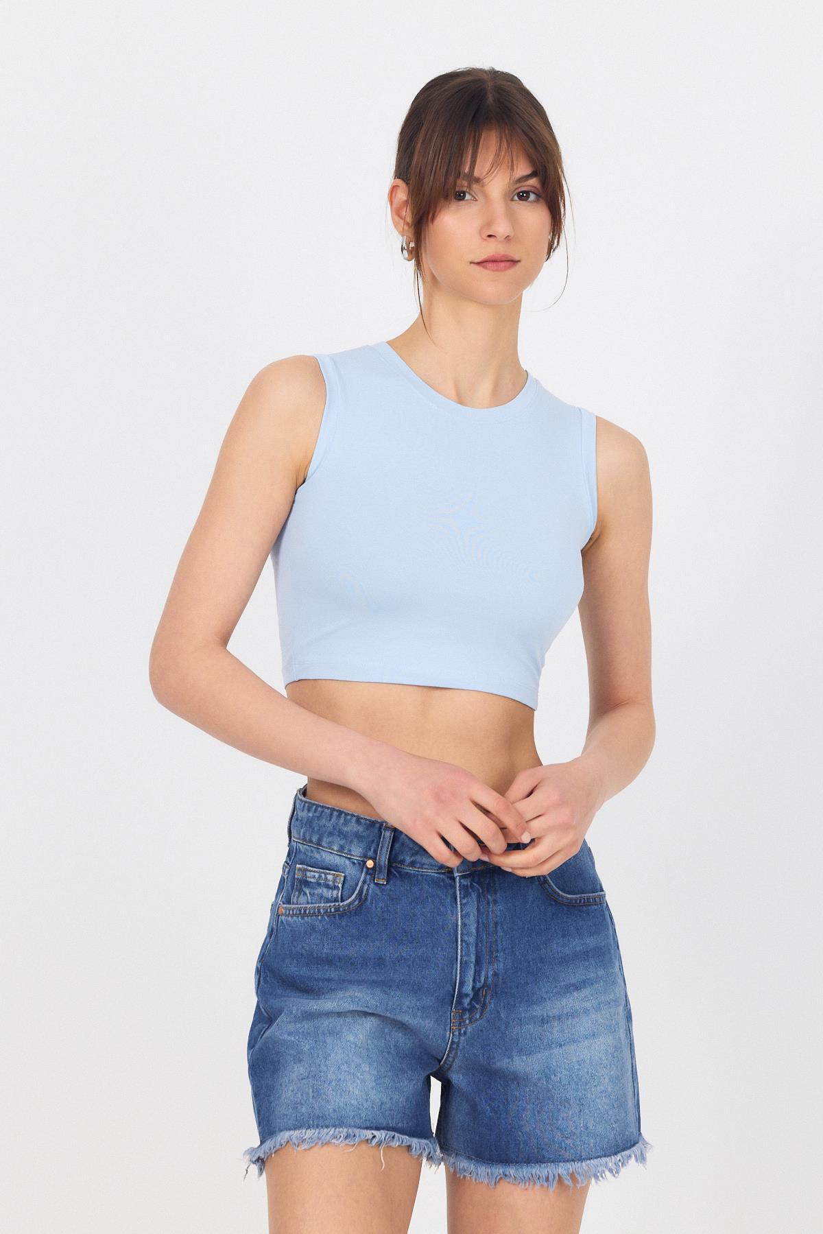 Mavi Bisiklet Yaka Crop Atlet 9189M - 4